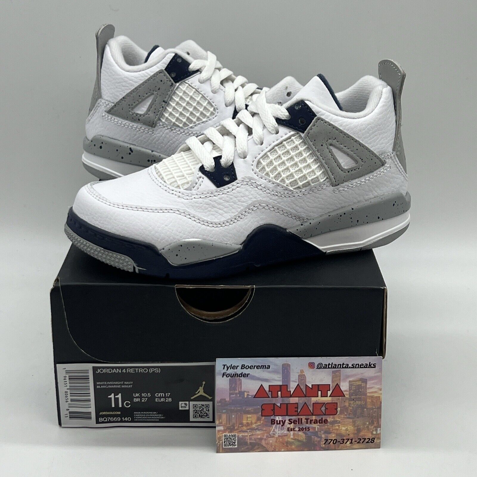 Little Kid's Jordan 4 Retro "Midnight Navy" White/Midnight Navy (BQ7669 140)