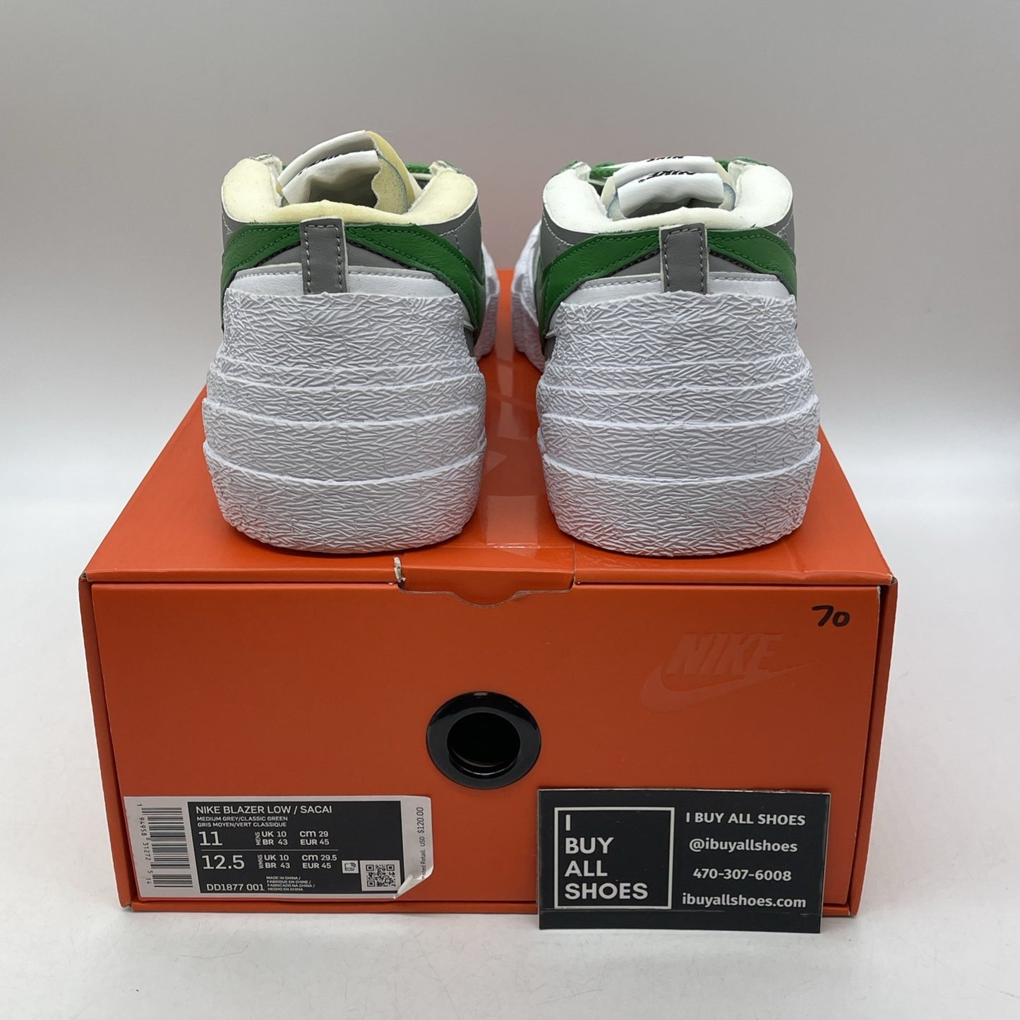 Size 11 - Nike sacai x Blazer Low Classic Green Grey White (DD1877-001)