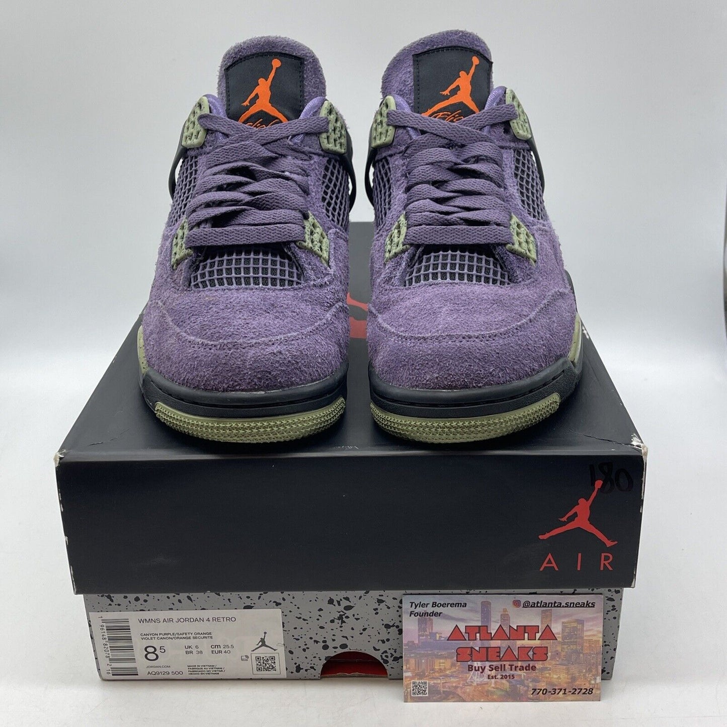 Size 8.5W - Jordan 4 Retro Mid Canyon Purple Black Green White (AQ9129-500)