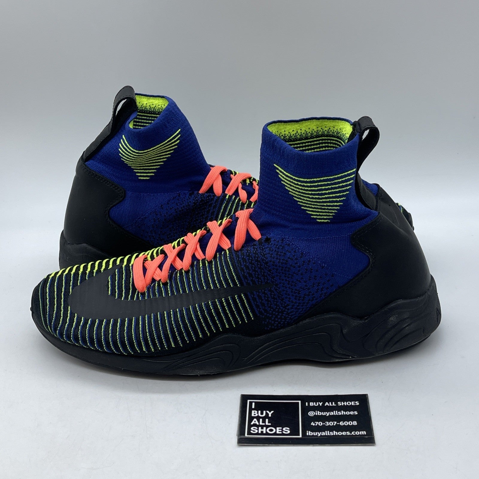 Size 12 - Nike Zoom Mercurial Flyknit Deep Royal Blue Black Suede (844626-401)