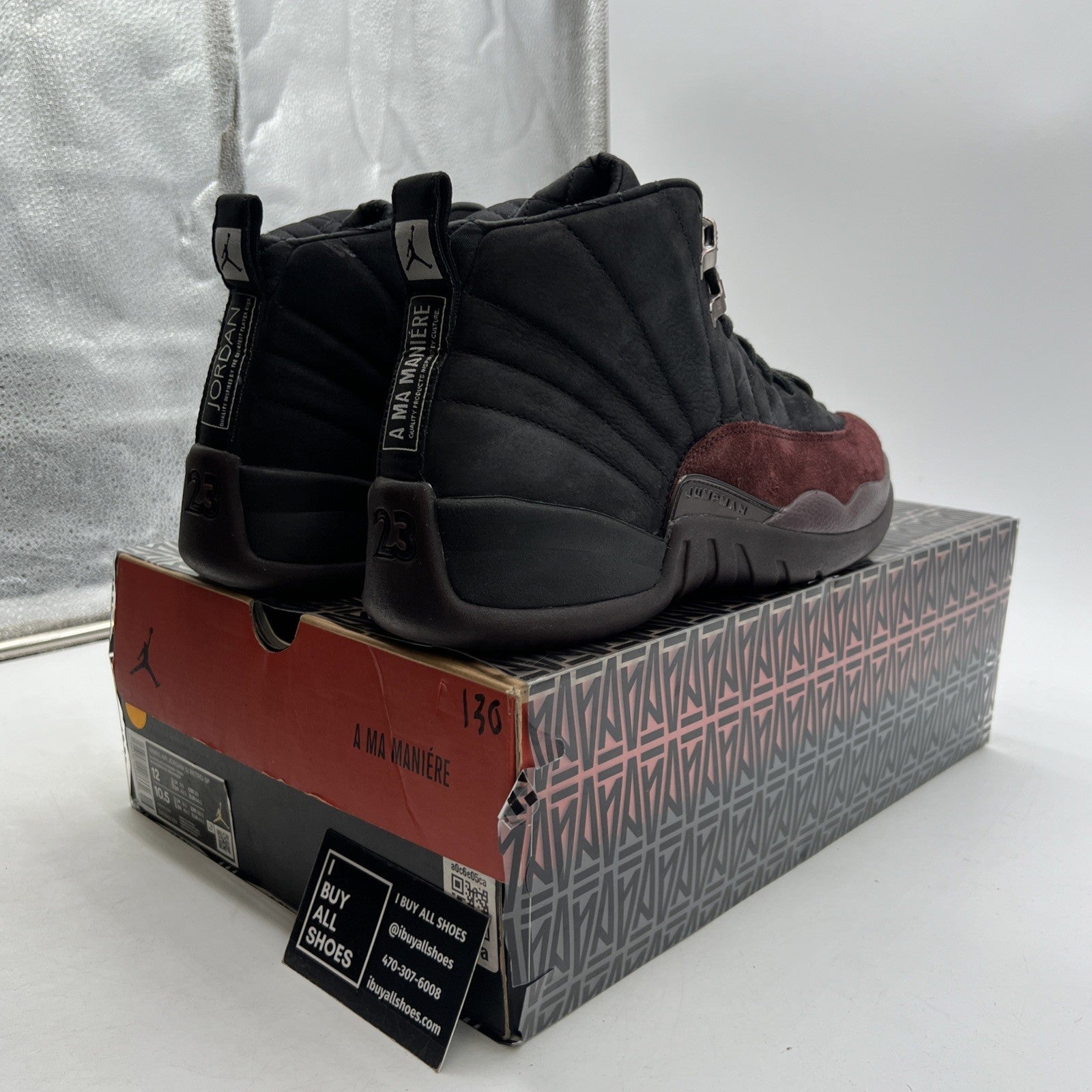 Size 12 - Air Jordan 12 Retro SP x A Ma Maniere Mid Black W (DV6989-001)