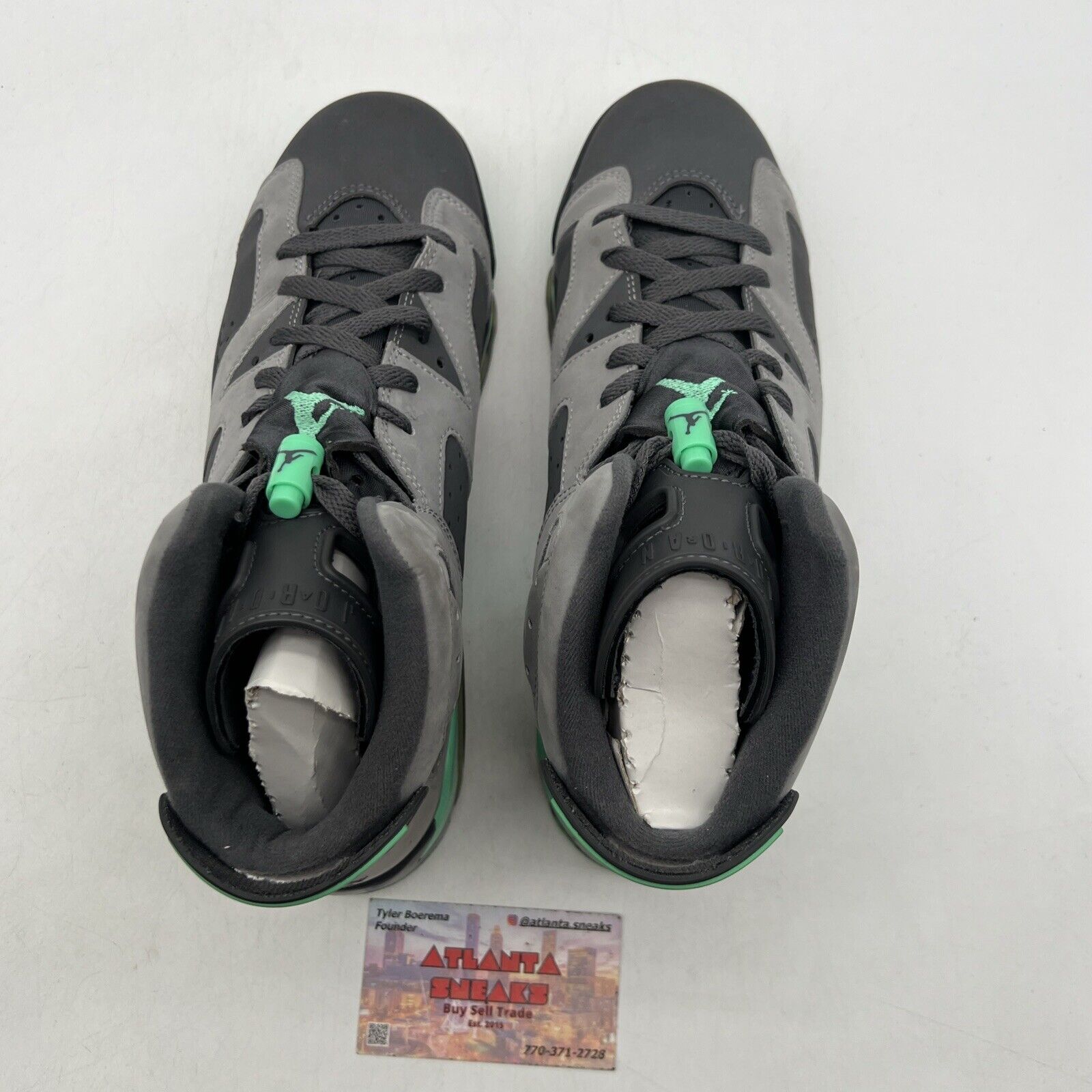 Size 8.5 (GS) - Jordan 6 Mid Green Glow Grey Suede (543390-005)