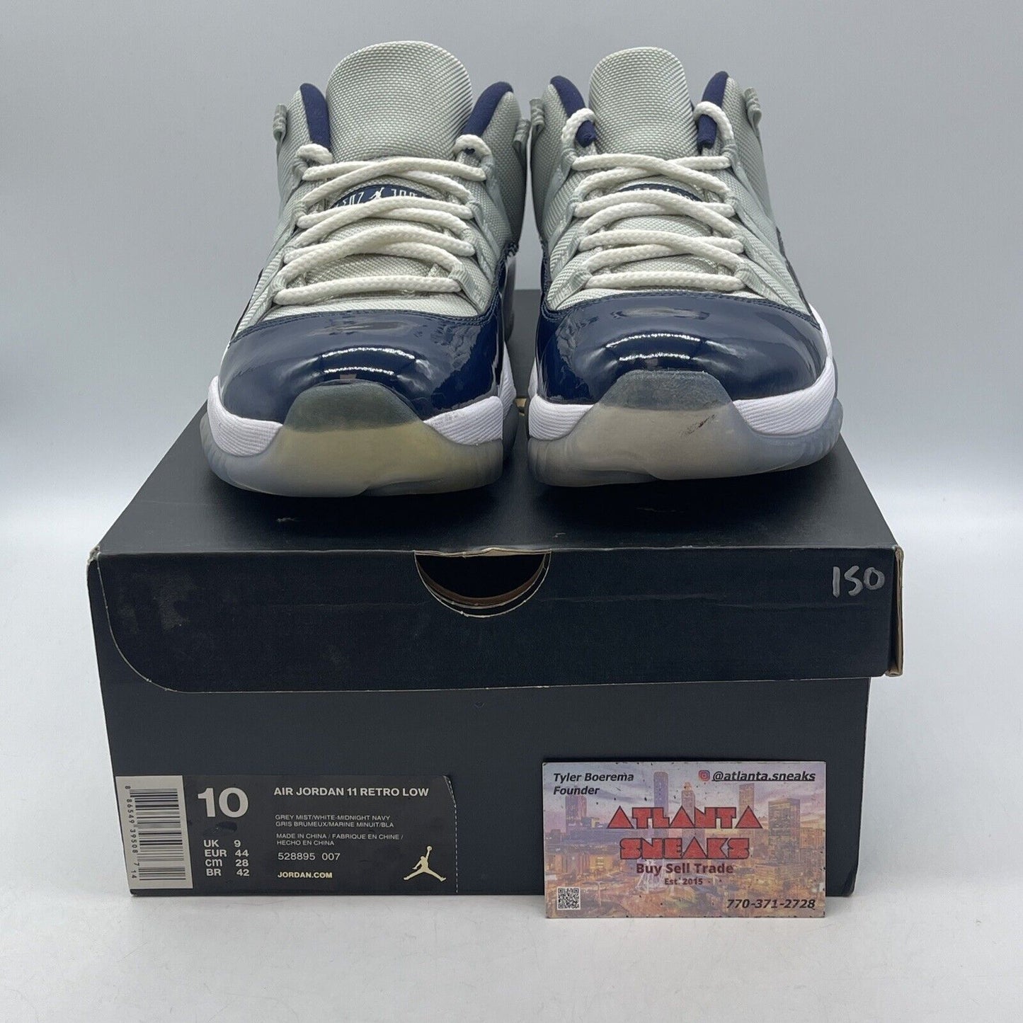 Size 10 - Air Jordan 11 Low Georgetown Blue Leather Grey Suede (528895-007)