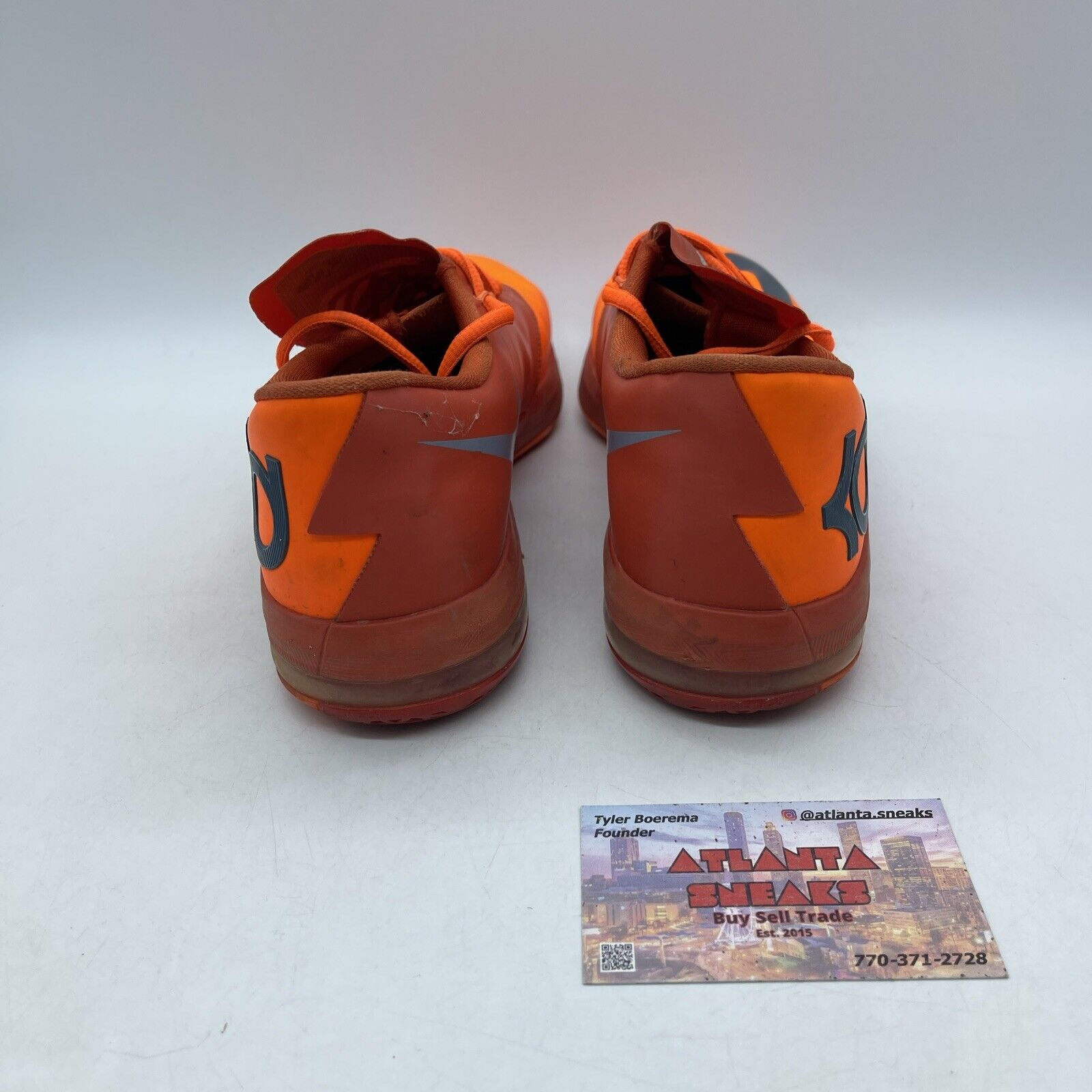 Size 7Y - GS Nike Air Zoom KD 6 Total Orange Grey Red Leather  (599477-800)