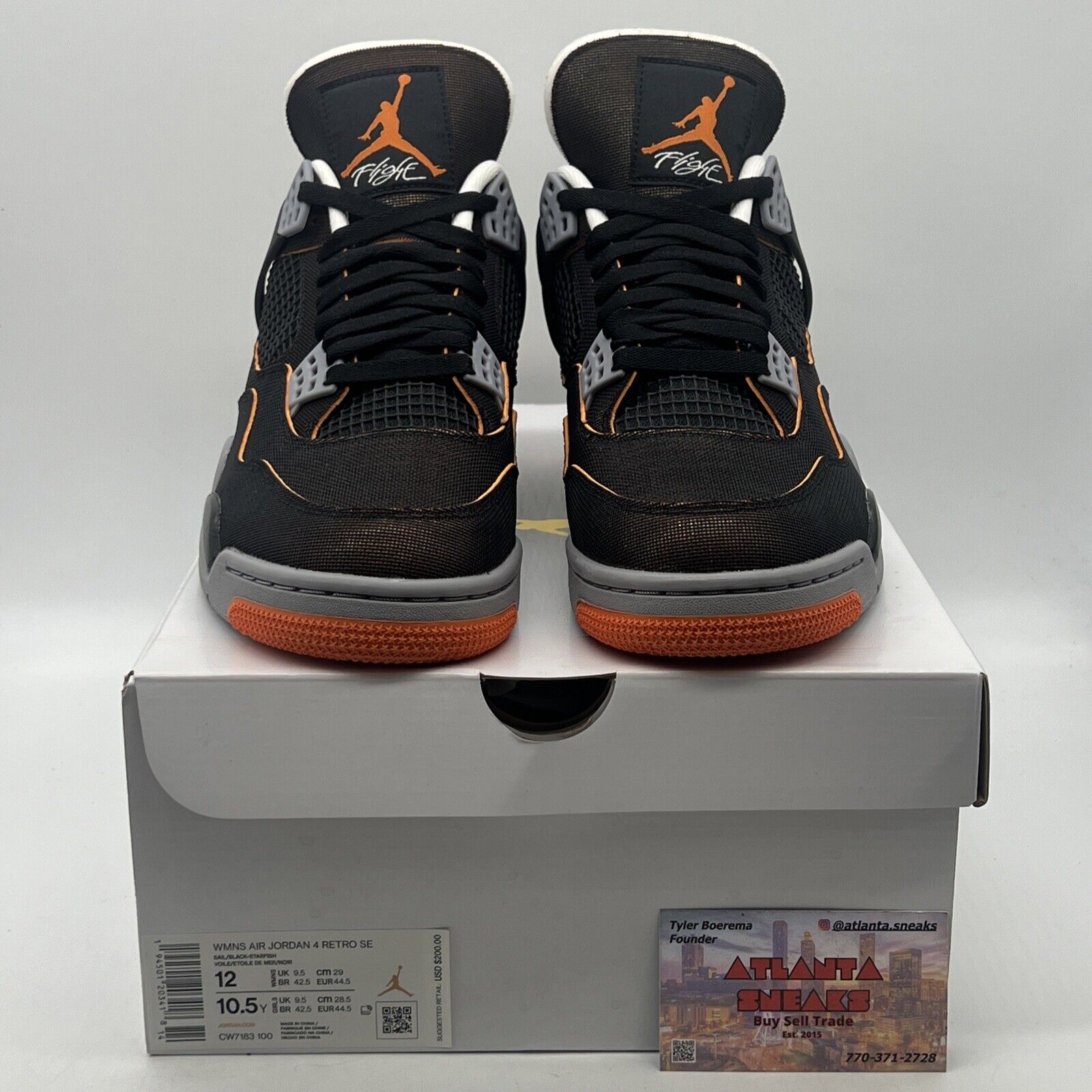 Size 12 - Air Jordan 4 Retro Starfish W Black Grey Orange (CW7183-100)