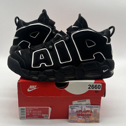 Size 11.5 - Nike Air More Uptempo Black White Release 2016 Suede (414962-002)