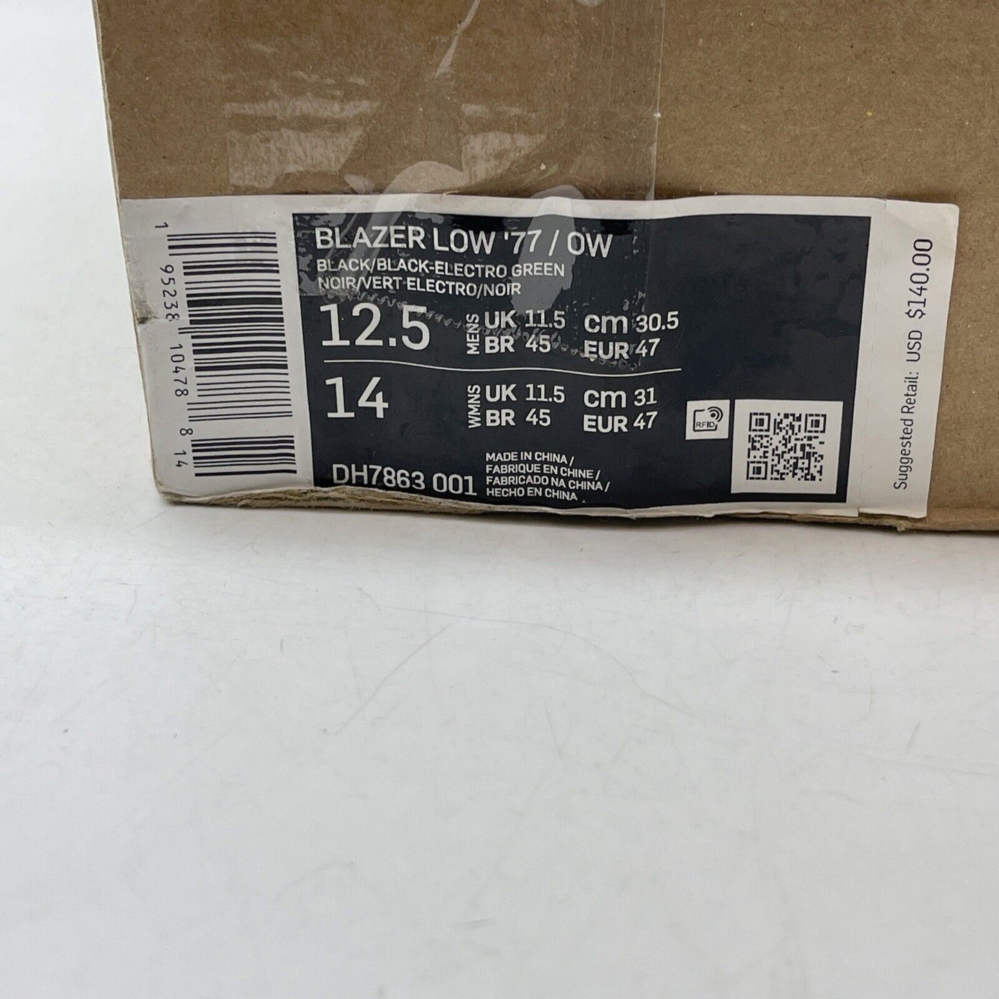 Size 12.5 - Nike Off-White x Blazer Low Black Green White Suede (DH7863-001)
