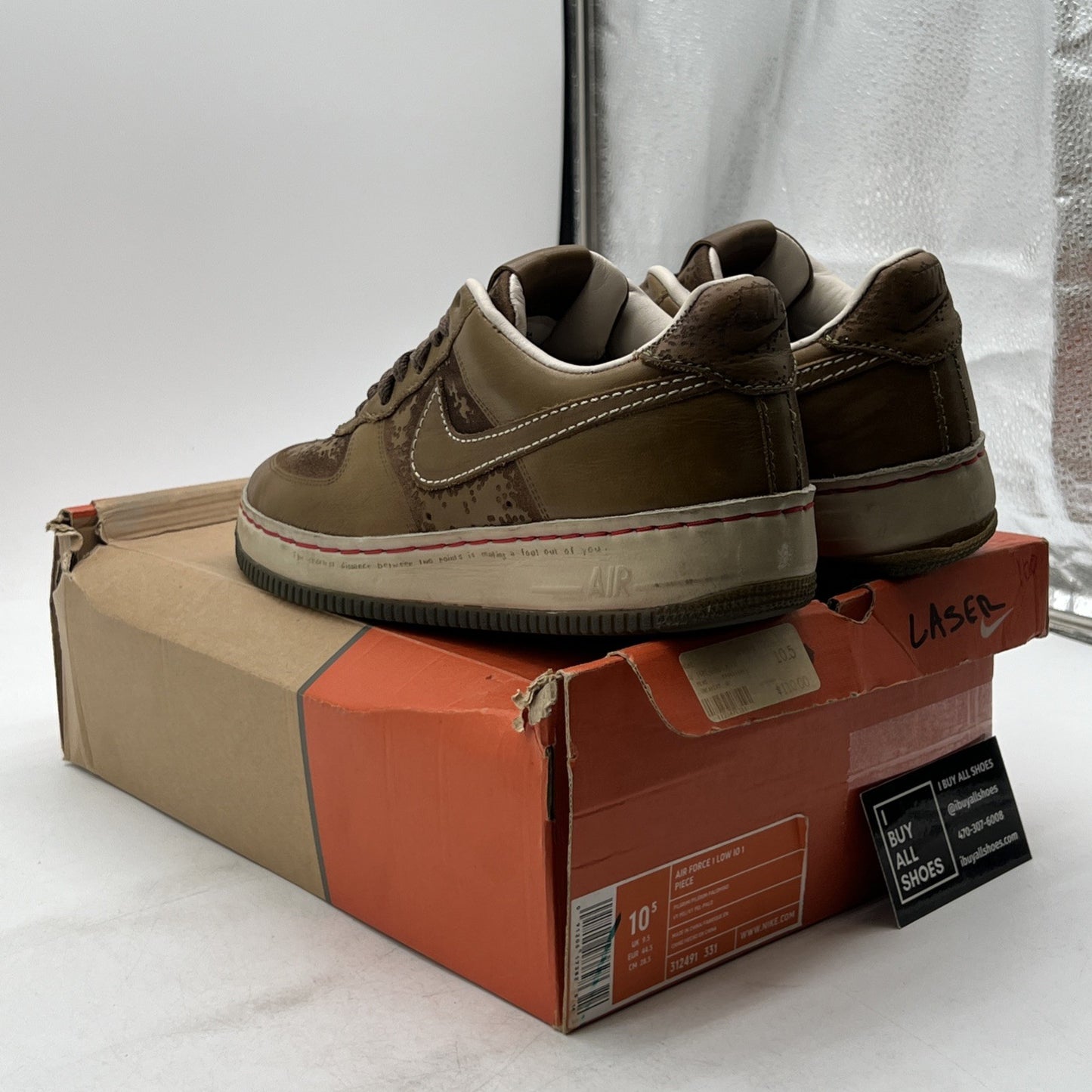Size 10.5 - Nike Air Force 1 IO 1 Piece Low Brown (312491-331)
