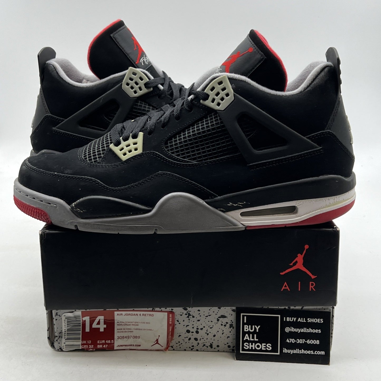 Size 14 - Air Jordan 4 Retro bred release 2012 (308497-089)