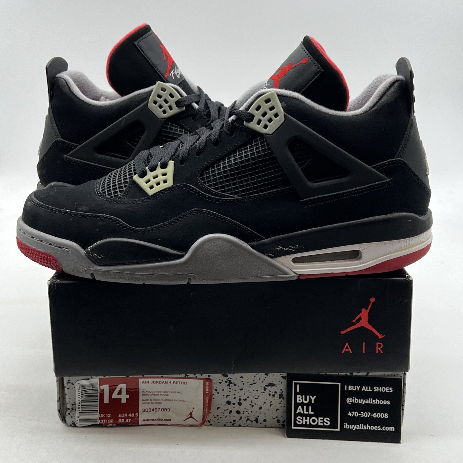 Size 14 - Air Jordan 4 Retro bred release 2012 (308497-089)