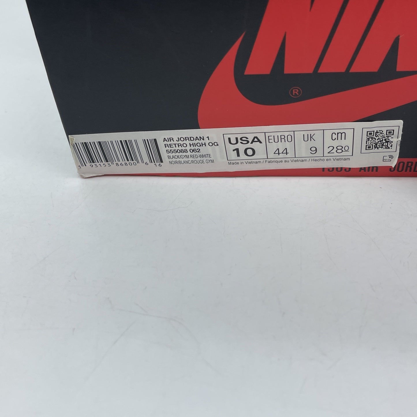 Size 10 - Jordan 1 Retro High OG Bloodline White Black Leather (555088-062)