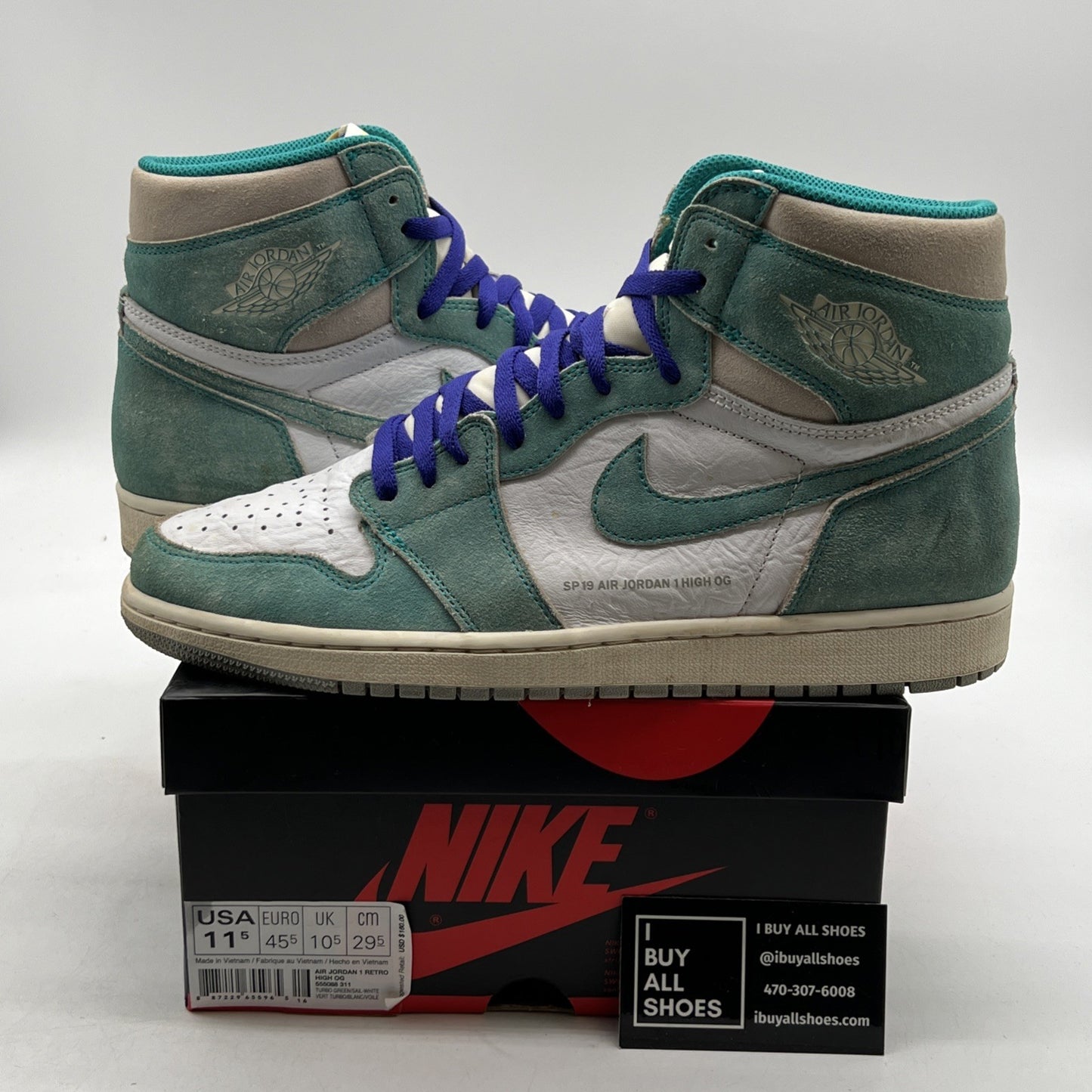 Size 11.5 - Air Jordan 1 Retro OG High Turbo Green (555088-311)