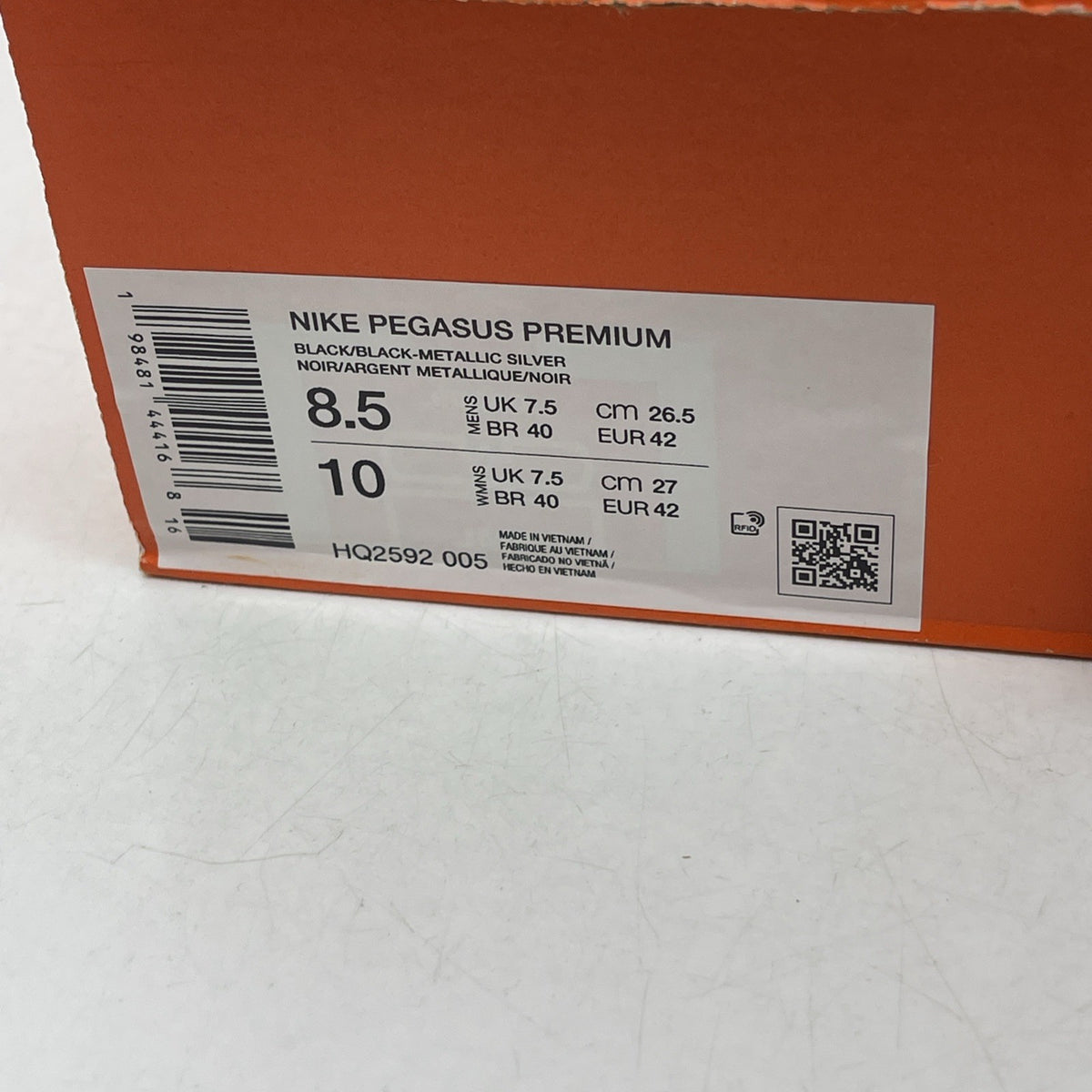 Size 8.5 - Nike Pegasus Premium Black Metallic Silver (HQ2592-005)