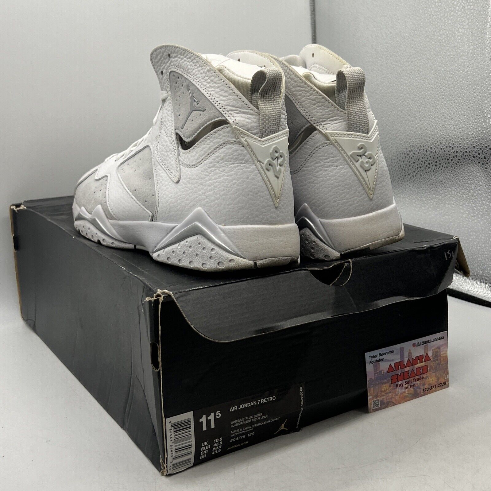 Size 11.5 - Air Jordan 7 Retro Pure Money White Silver Leather (304775-120)