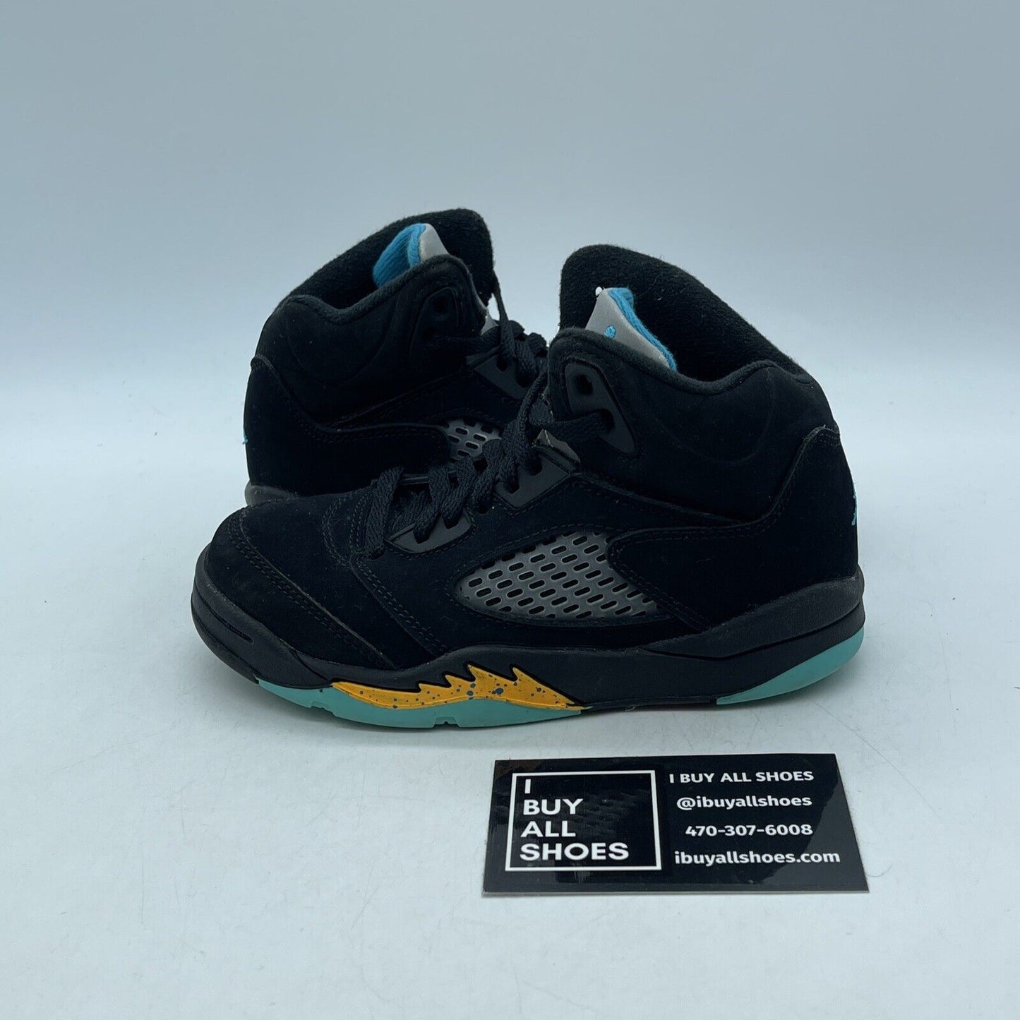 Size 11C (PS) - Jordan 5 Retro Mid Aqua Blue Black Yellow Suede (440889-047)