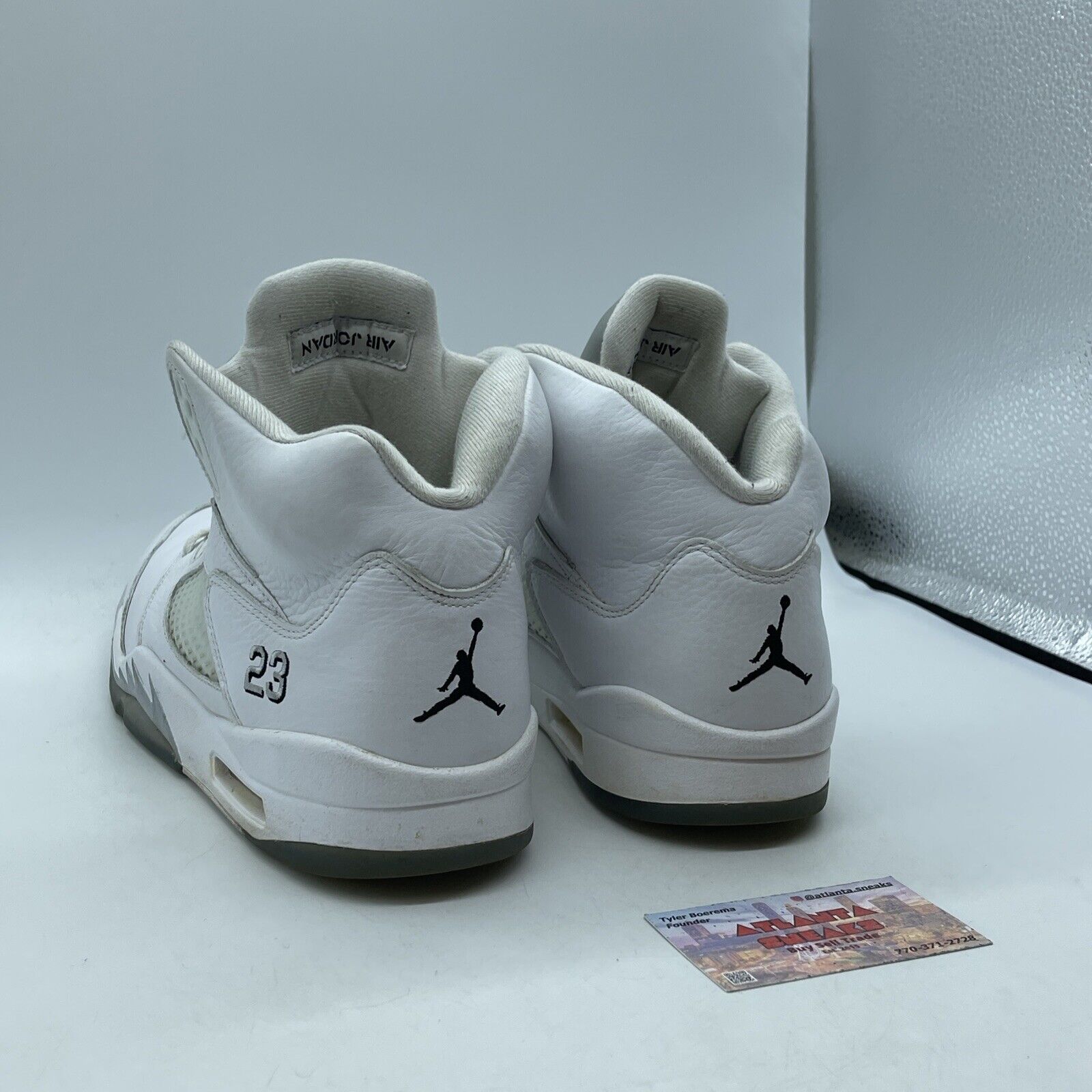 Size 10.5 - Air Jordan 5 Retro 2015 Metallic White Silver Leather (136027-130)