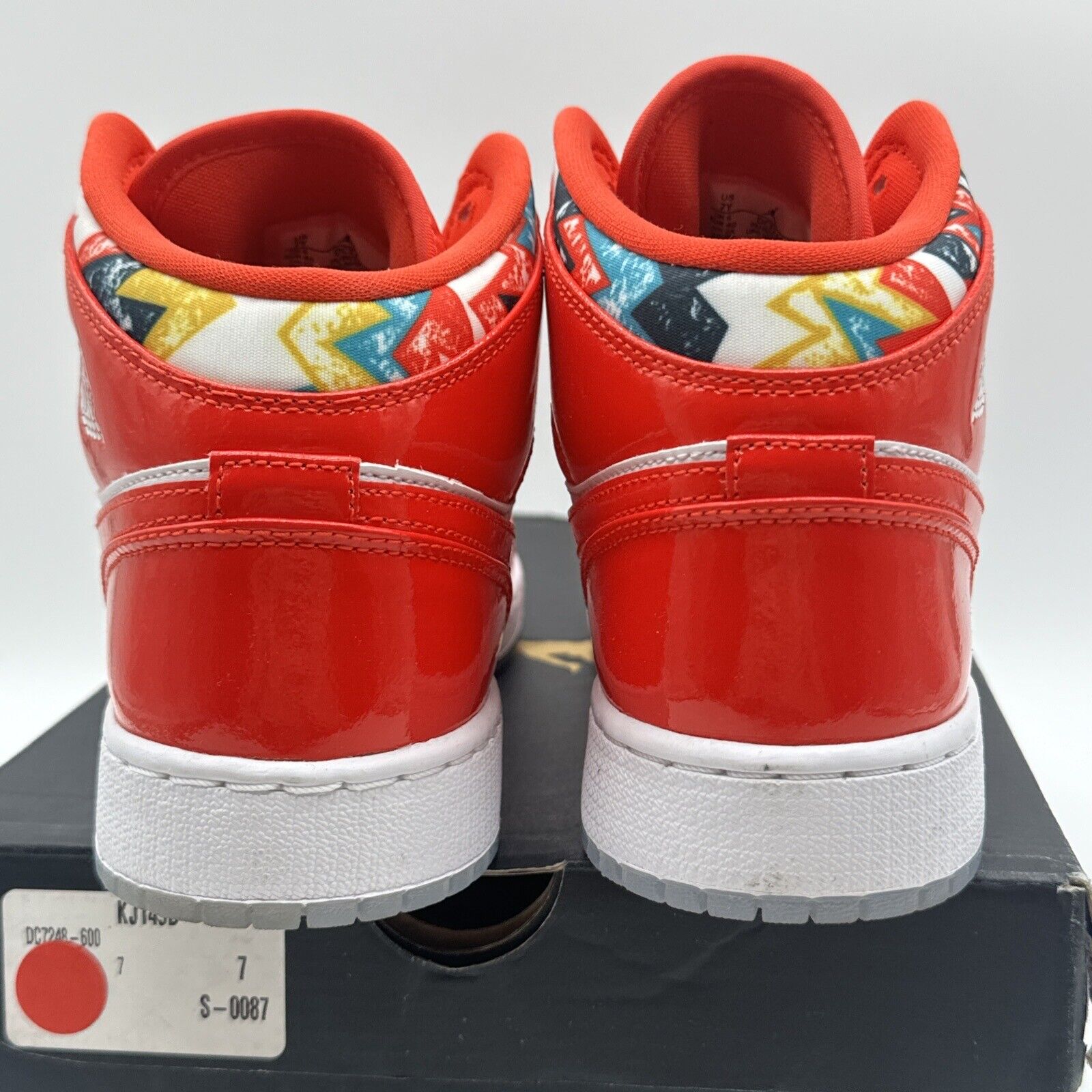 Jordan 1 Mid SE Barcelona Sweater Red Patent 2021 GS Size 7y DC7248 600 CLEAN