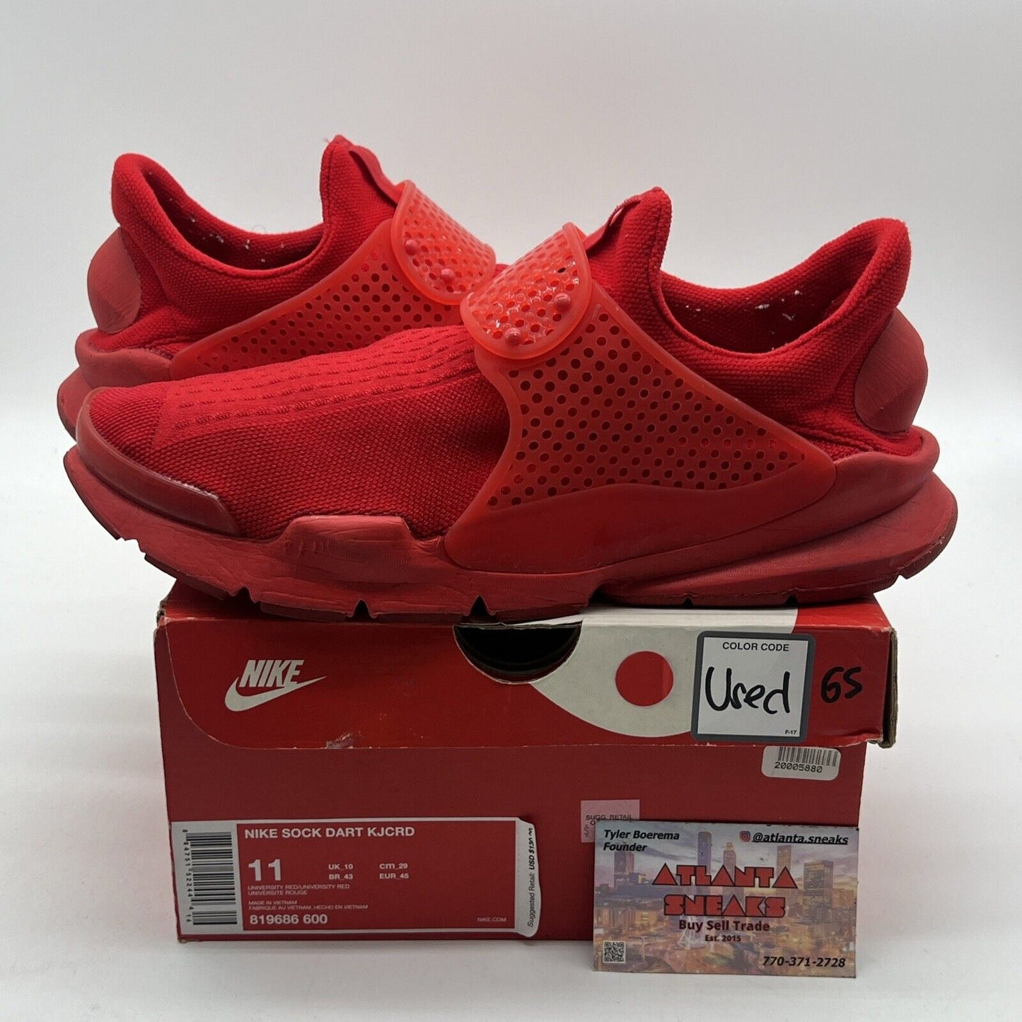 Size 11 - Nike Sock Dart Triple Red (819686-600)