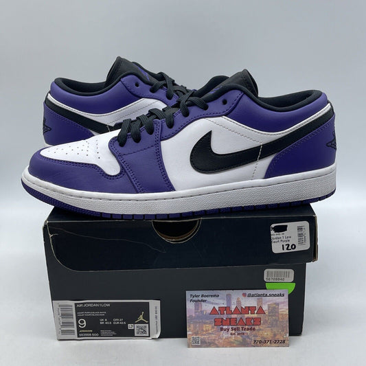 Size 9 - Air Jordan 1 Low Court Purple White Black Leather (553558-500)