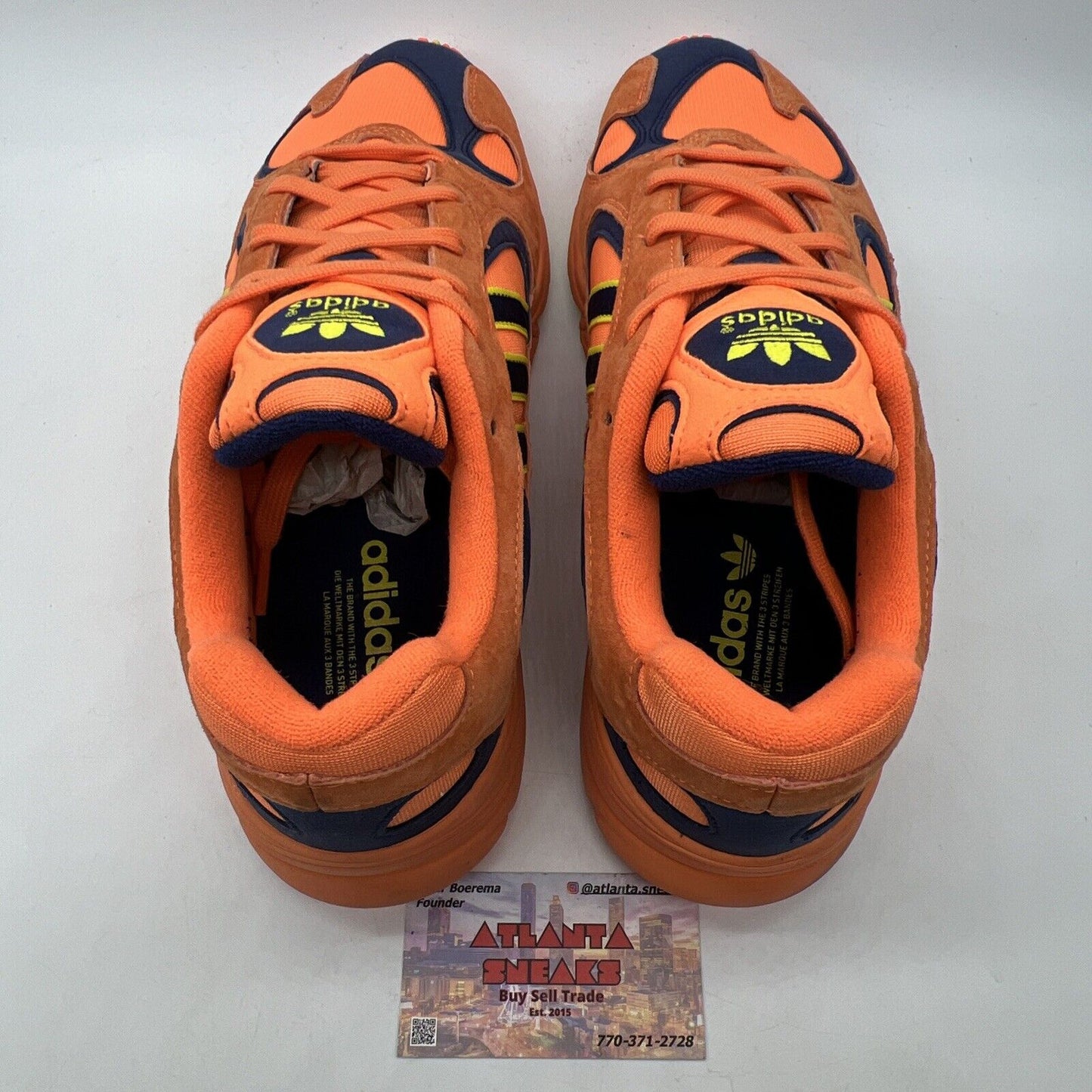 Size 11 - adidas Yung-1 Hi-Res Orange Navy Yellow Suede (B37613)