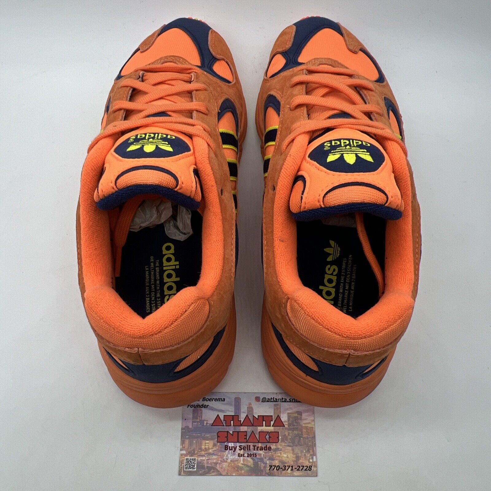 Size 11 - adidas Yung-1 Hi-Res Orange Navy Yellow Suede (B37613)