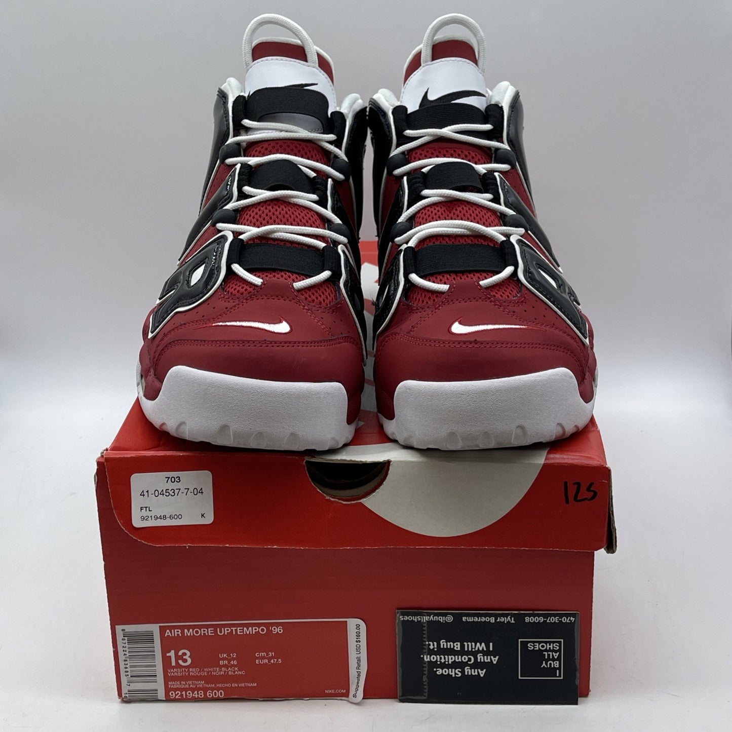 Size 13 - Nike Air More Uptempo Bulls 2017 Red Black Suede Leather (921948-600)
