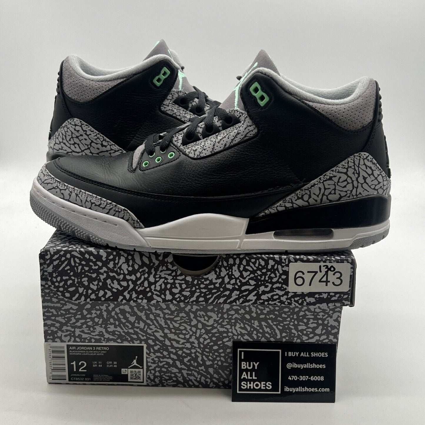 Size 12 - Air Jordan 3 Retro Green Glow (CT8532-031)