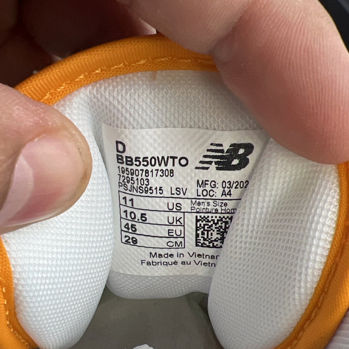 Size 11 - New Balance 550 Lakers Pack - Vibrant Orange (BB550WTO)