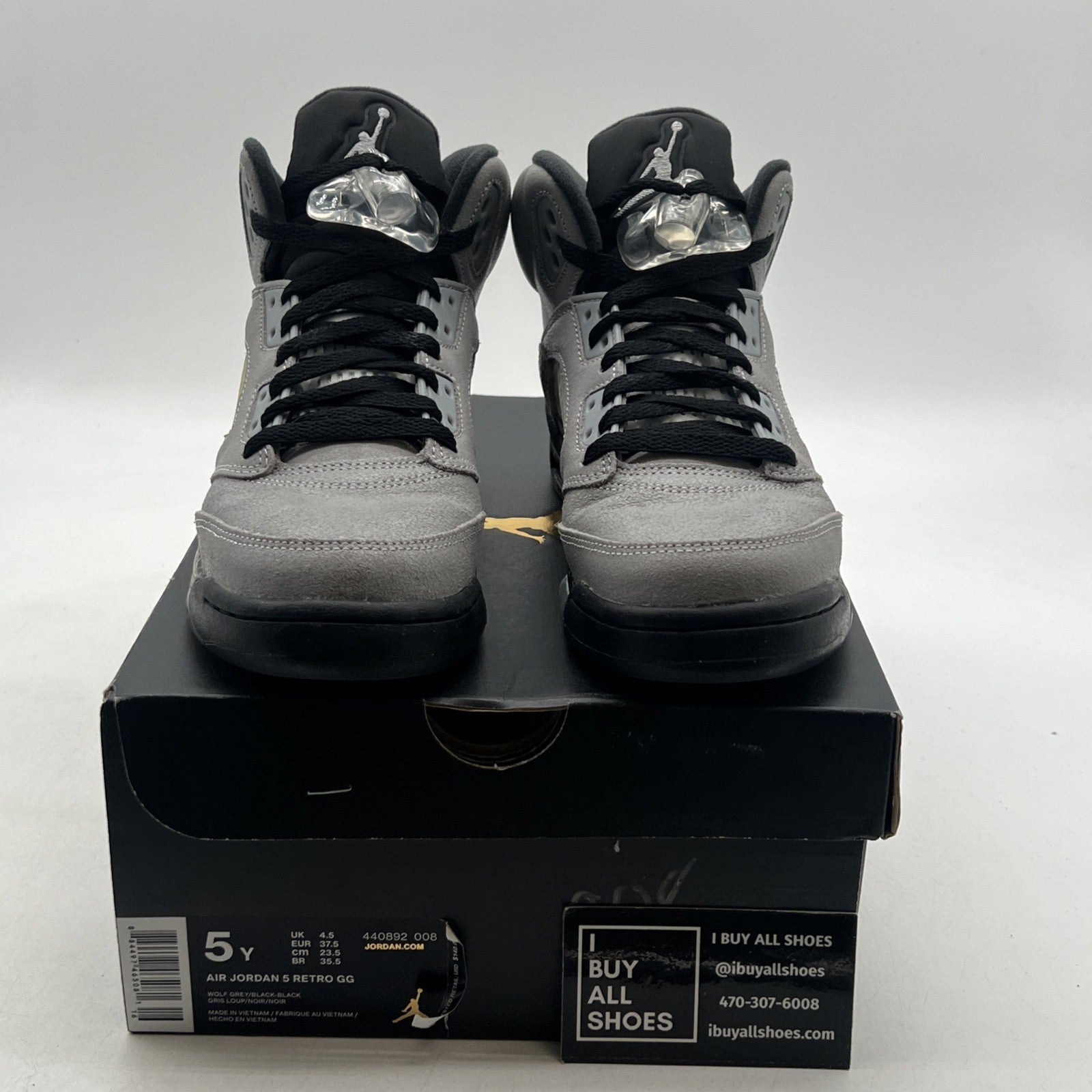 Size 5Y - Air Jordan 5 V Retro GS Wolf Grey (440892-008)