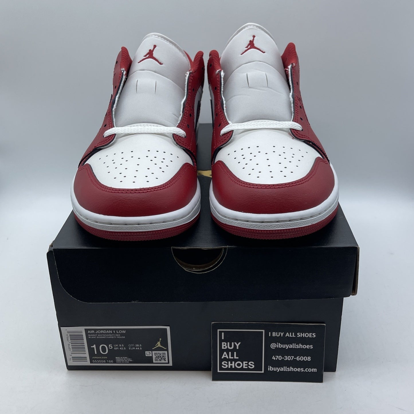 Size 10.5 - Air Jordan 1 Low New Beginnings Red White Leather (553558-166)