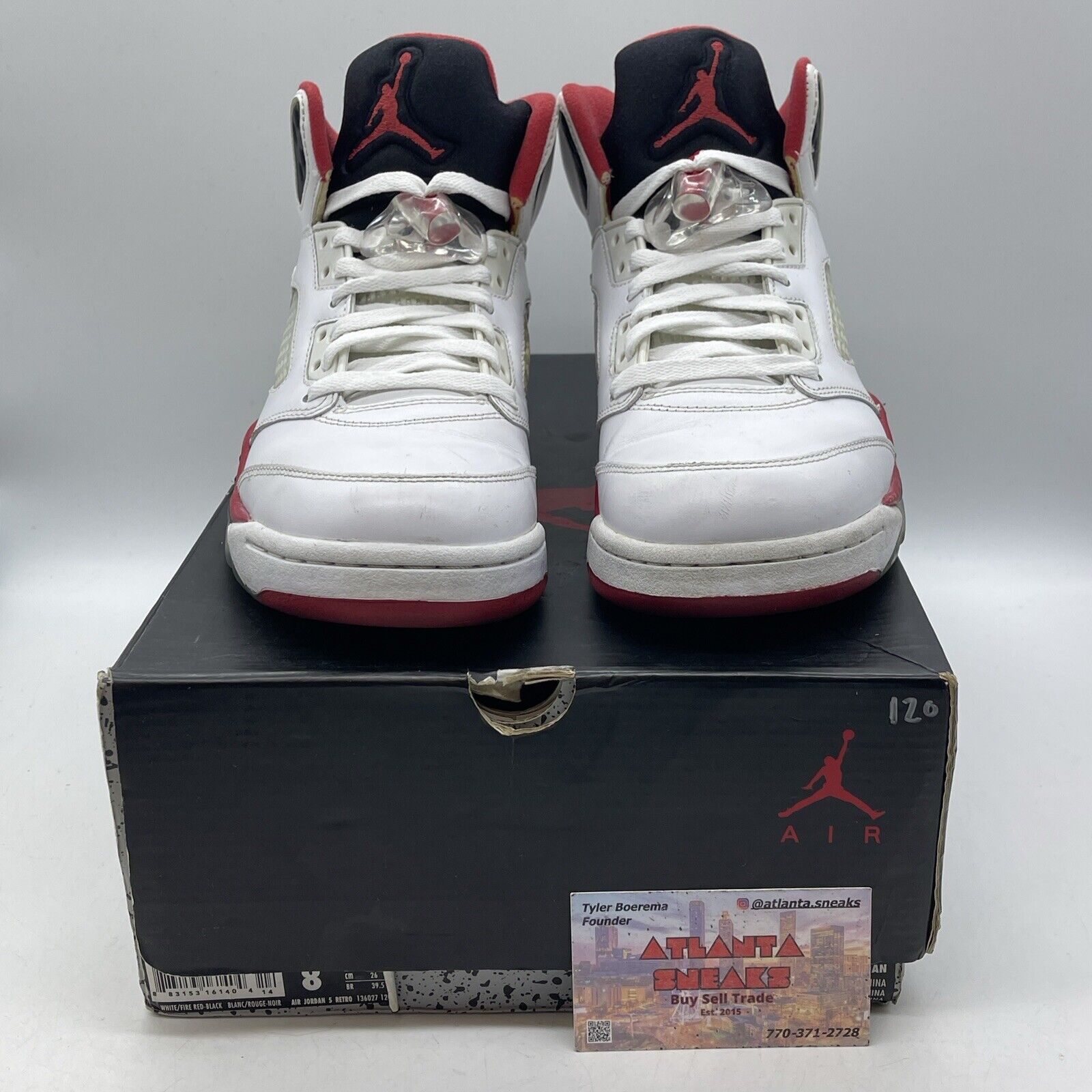 Size 8 - Air Jordan 5 Retro 2013 Fire Red Black White Leather (136027-120)