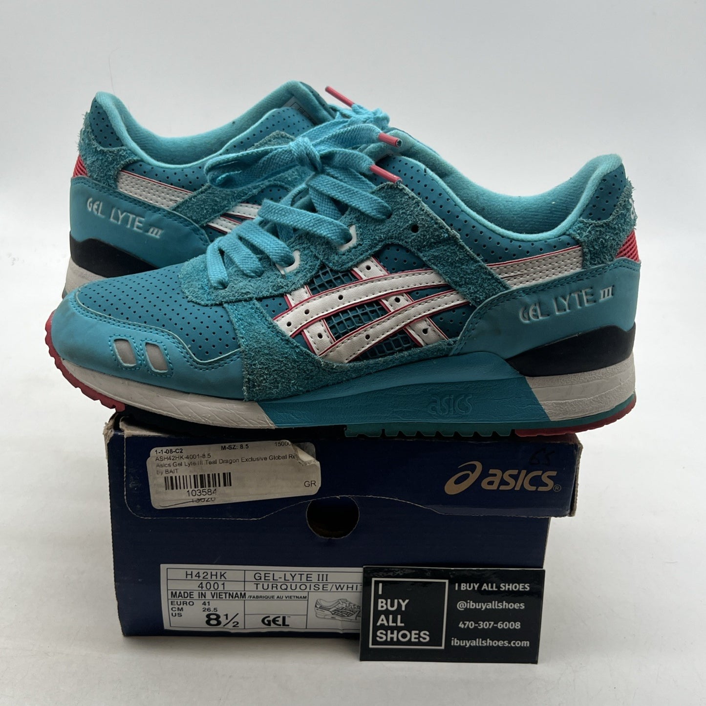Size 8.5 - ASICS Bait x Gel Lyte 3 Teal Dragon (H42HK4001)
