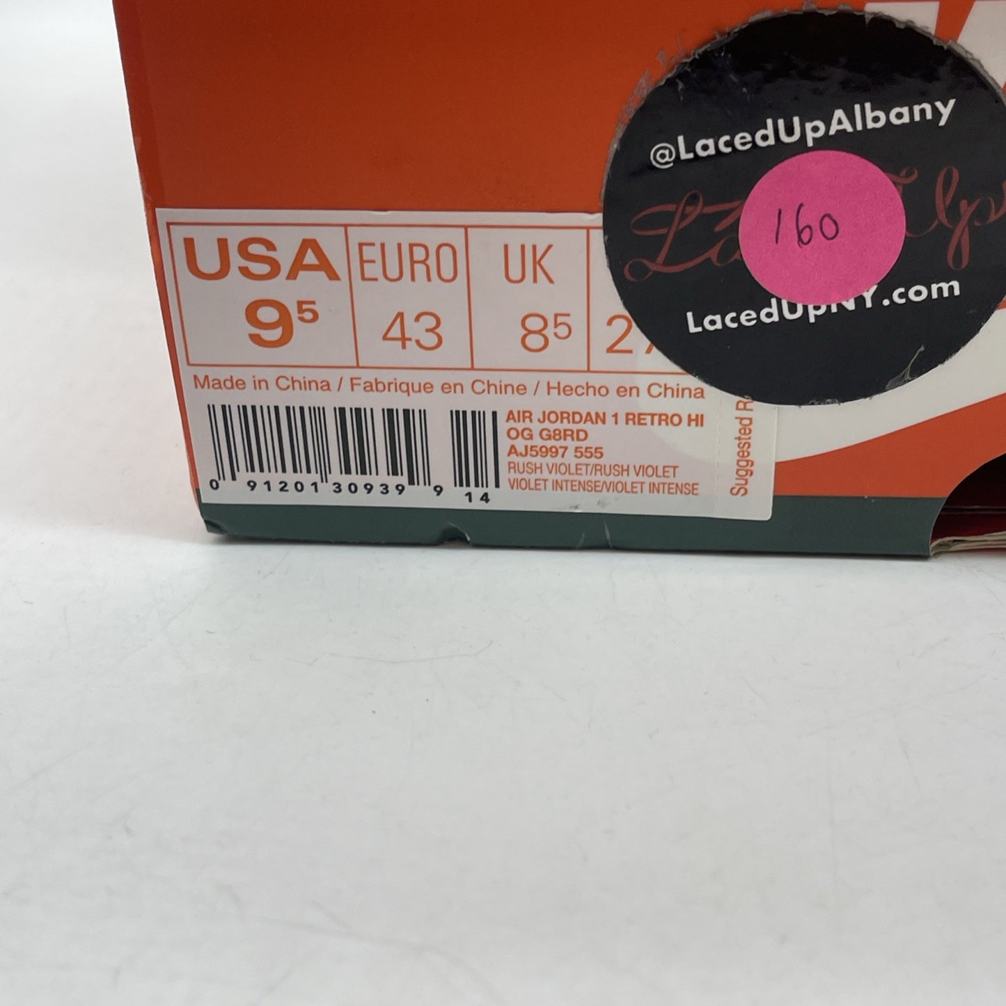 Size 9.5 - Air Jordan 1 Retro OG G8RD High Rush Violet Leather (AJ5997-555)