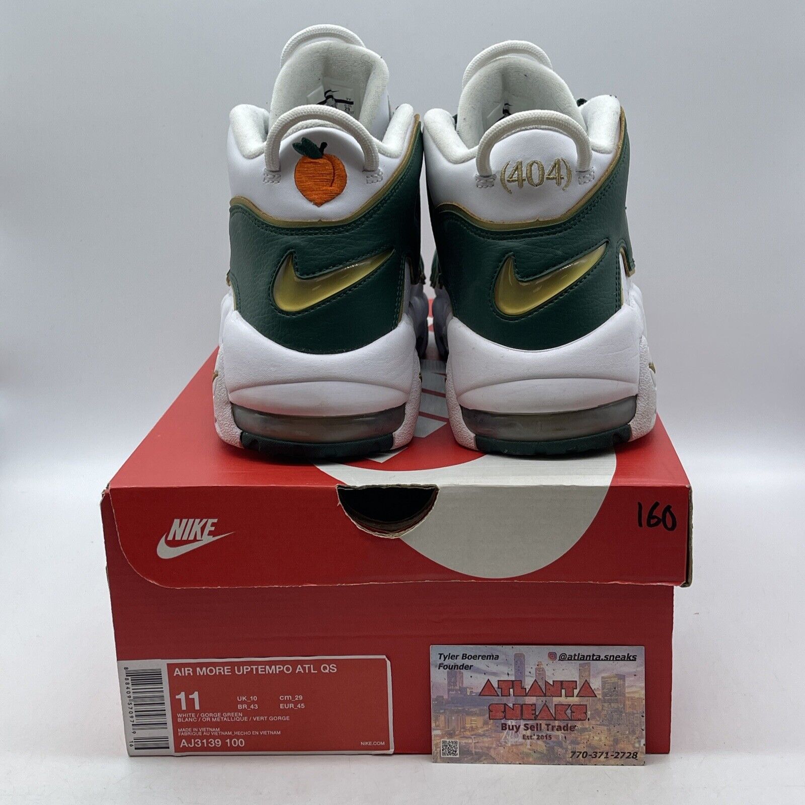 Size 11 - Nike Air More Uptempo QS Atlanta White Green Gold Leather (AJ3139-100)