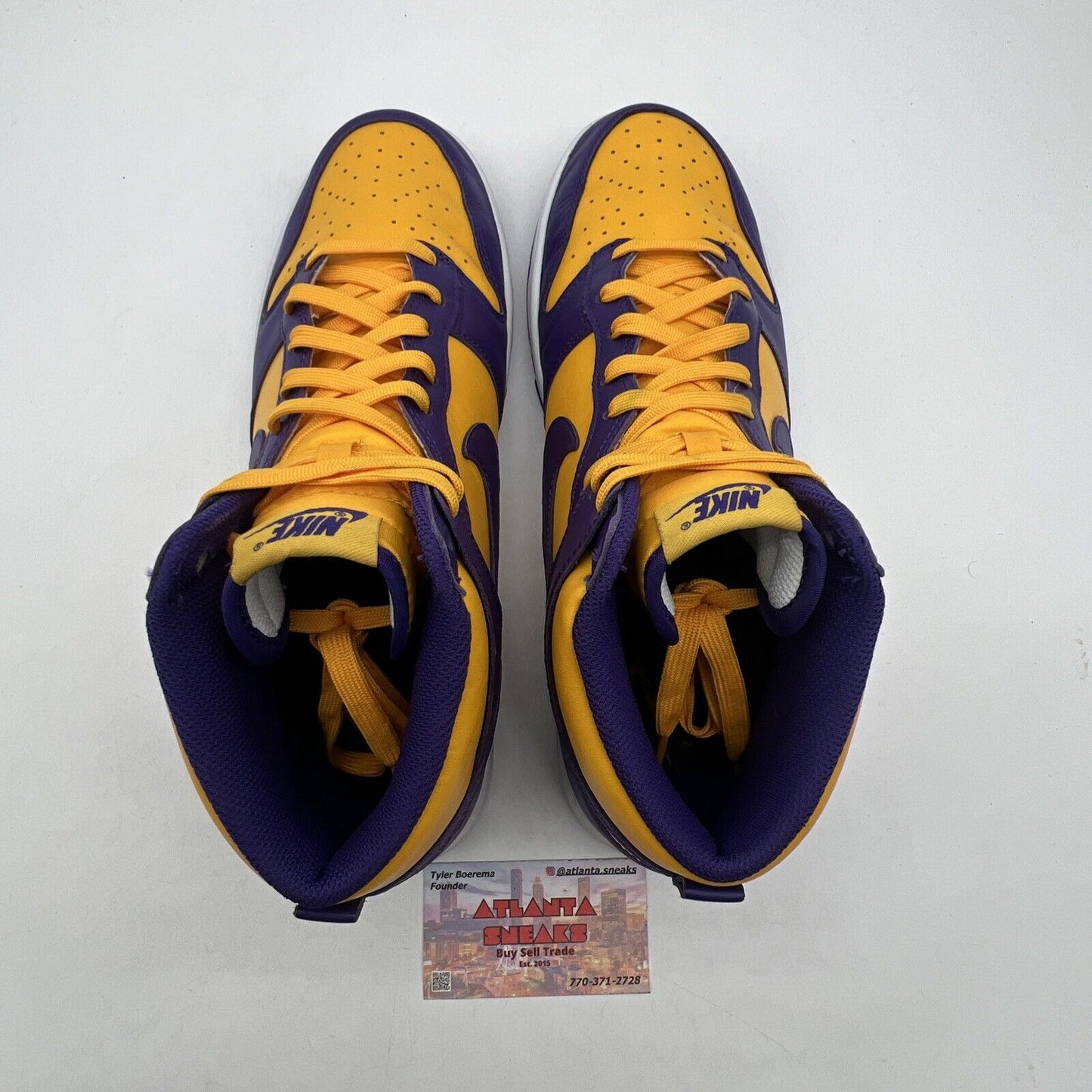 Size 11 - Nike Dunk High Lakers Yellow Purple White Leather (DD1399-500)