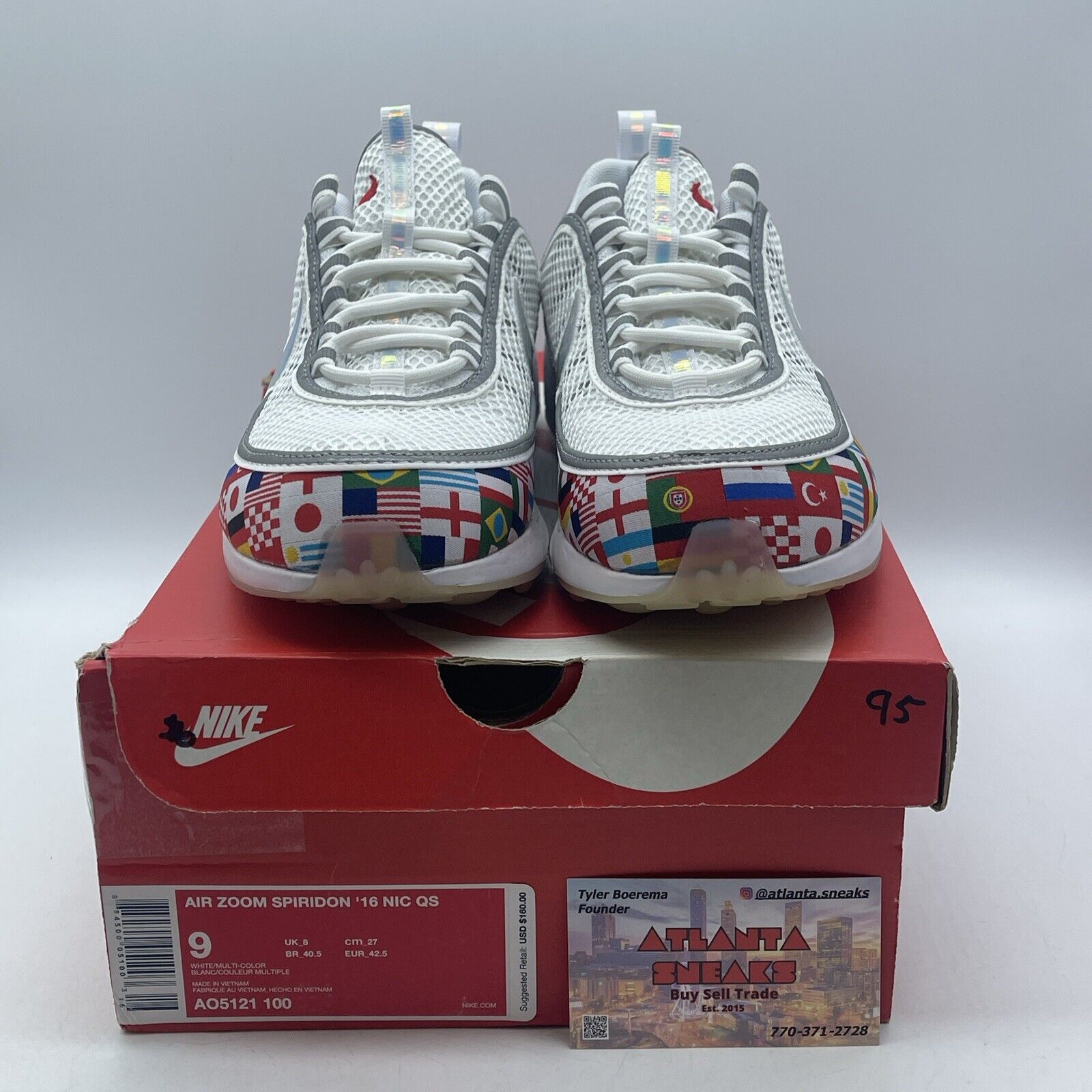 Size 9 - Nike Air Zoom Spiridon International Flag White Grey Suede (AO5121-100)