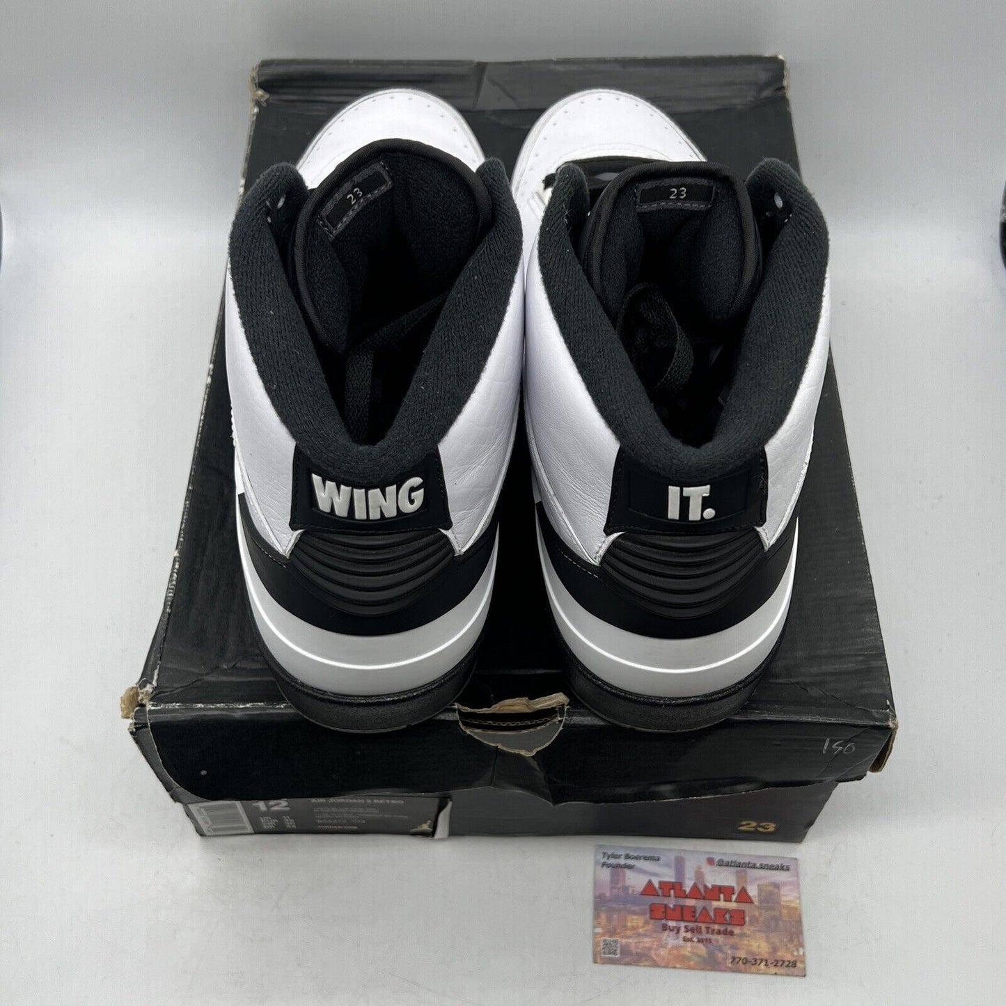 Size 12 - Air Jordan 2 Retro Wing It Black White Grey Leather (834272-103)