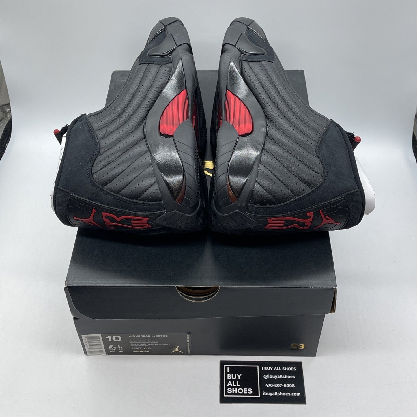Size 10 - Air Jordan 14 Retro 2018 Last Shot Black Suede Leather  (487471-003)