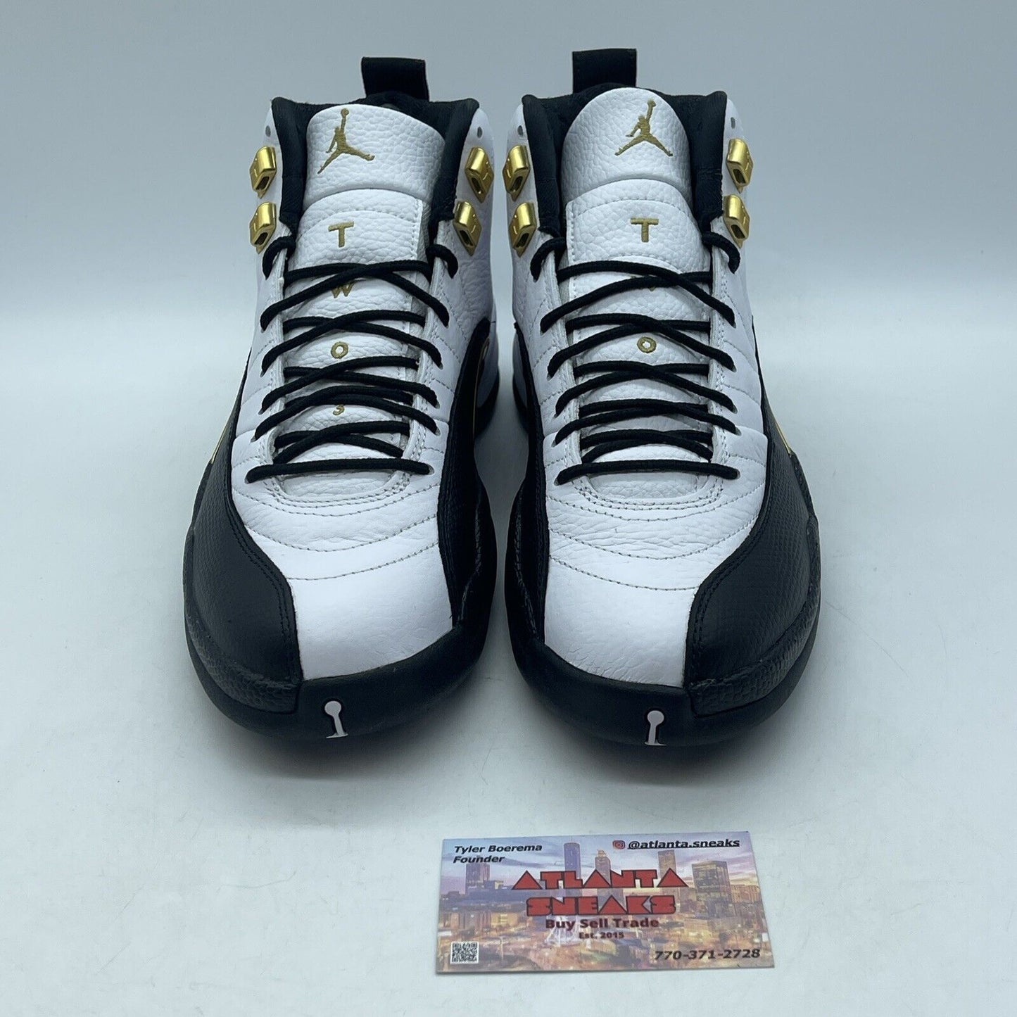 Size 8.5 - Jordan 12 Royalty Black White Gold Leather (CT8013-170)