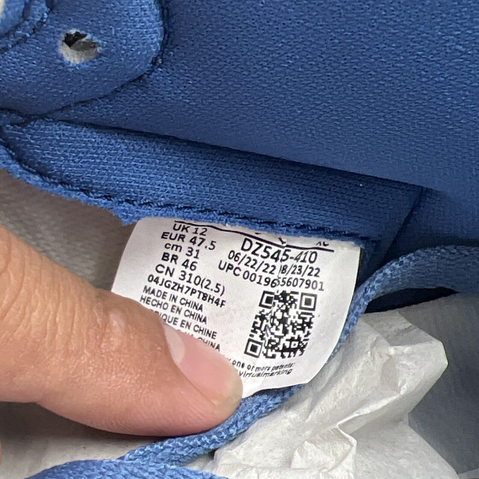 Size 13 - Air Jordan 1 Retro OG High True Blue (DZ5485-410)