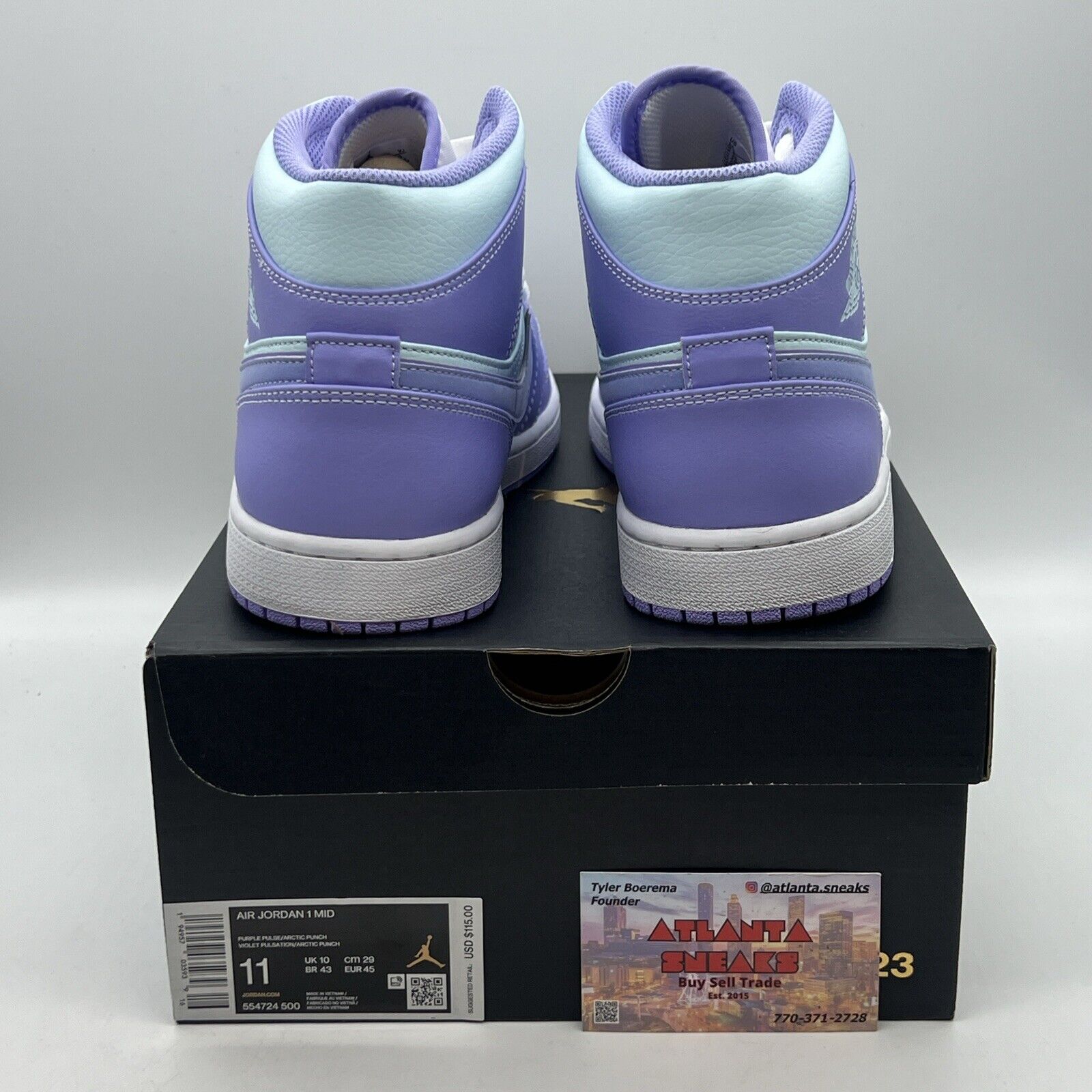 Size 11 - Jordan 1 Mid Purple White Brand New Og All