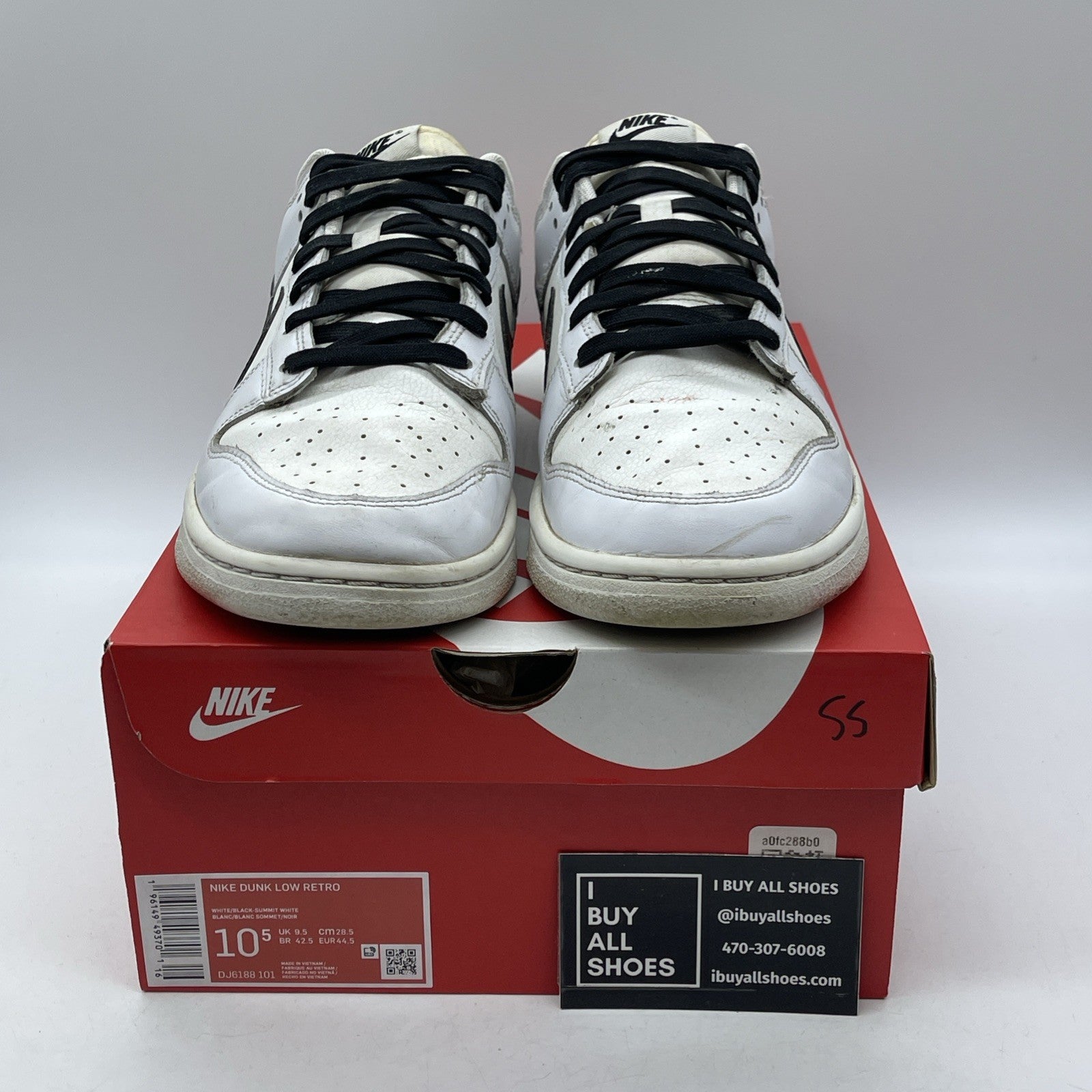 Size 10.5 - Nike Dunk Low Reverse Panda Black White Leather (DJ6188-101)