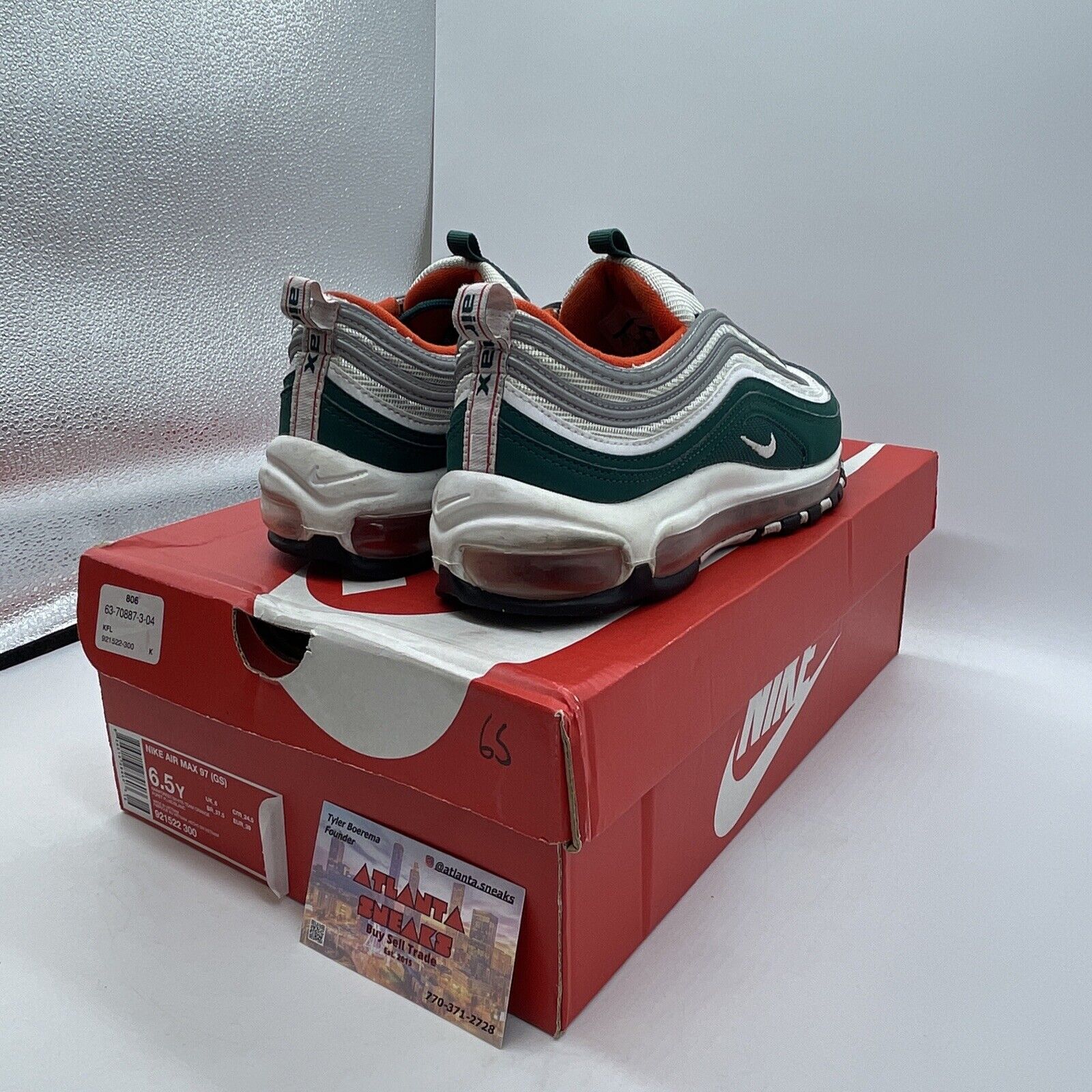 Size 5.5 (GS) - Nike Air Max 97 Low Miami Dolphins Leather (921522-300)