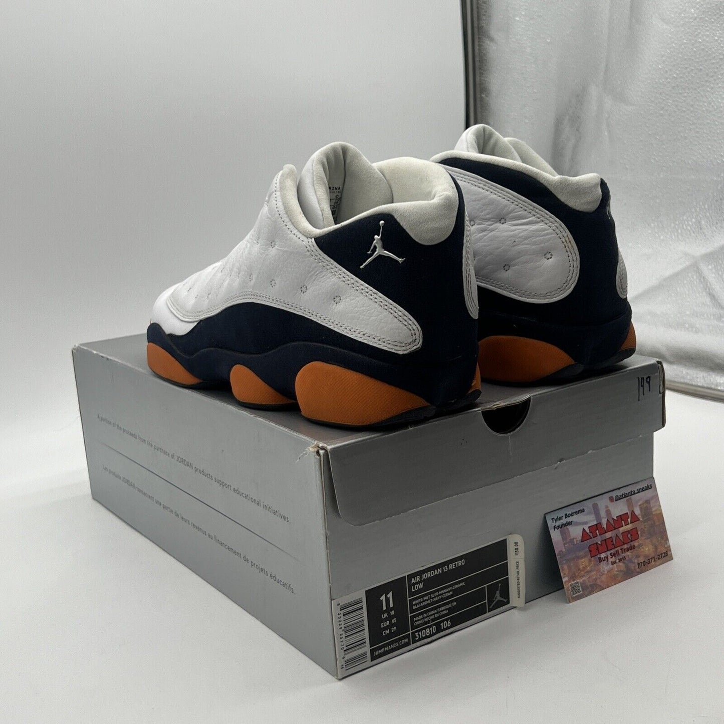 Size 11 - Air Jordan 13 Retro Low Ceramic White Navy Orange Suede (310810-106)