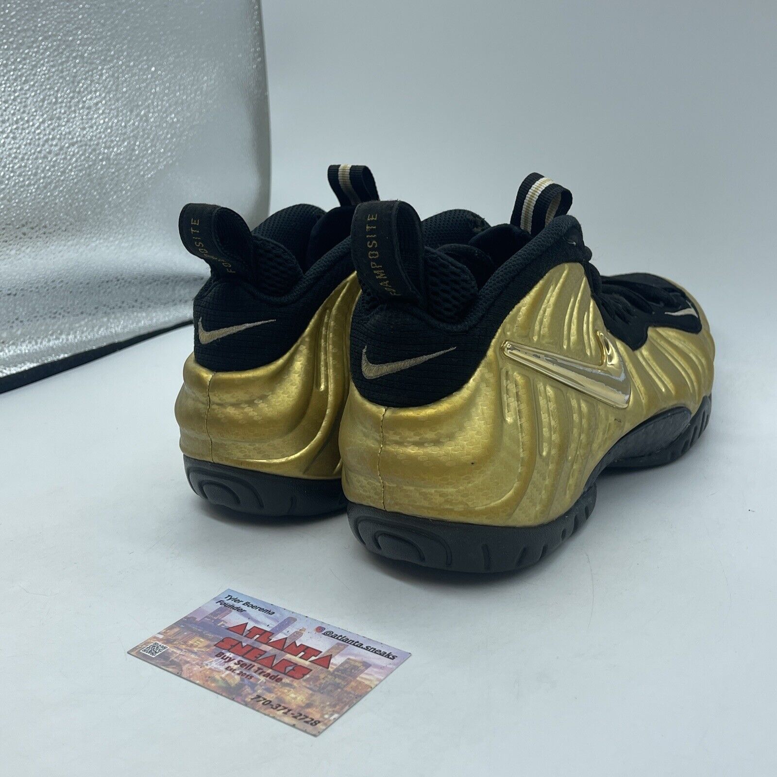 Size 8 - Nike Air Foamposite Pro Metallic Gold Black Suede Leather (624041-701)