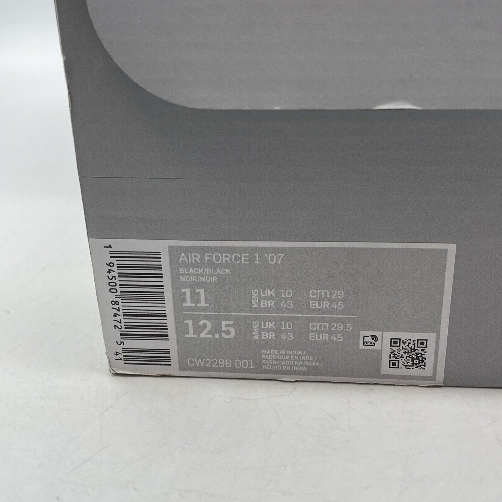 Size 11 - Nike Air Force 1 '07 Low Triple Black Leather (CW2288-001)