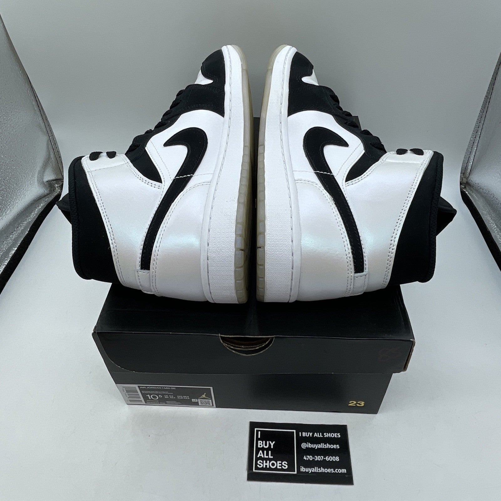Size 10.5 - Jordan 1 Mid SE Diamond Black White Leather Suede (DH6933-100)