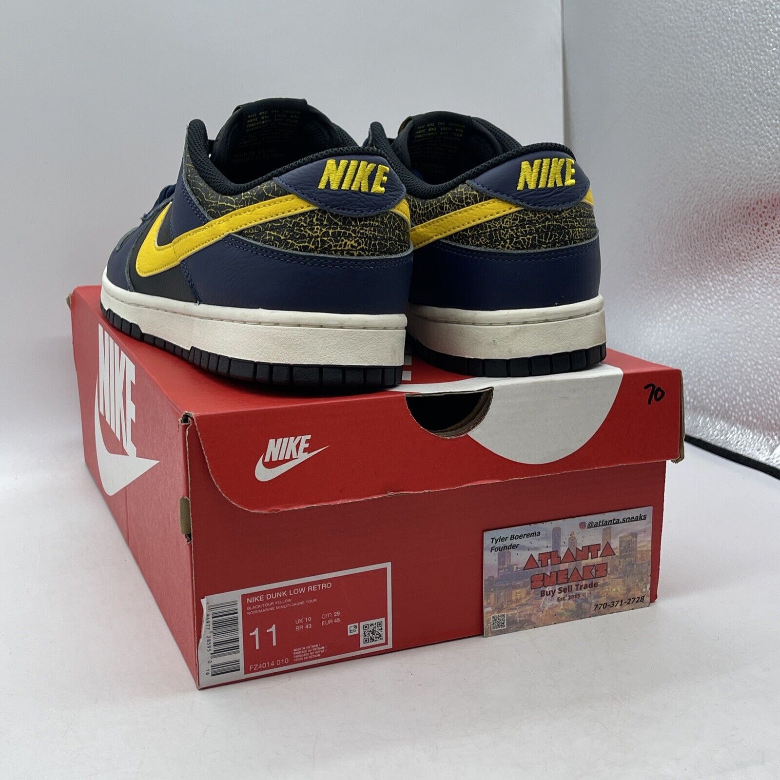 Size 11 - Nike Dunk Low Vintage Michigan Black Blue Yellow Leather (FZ4014-010)