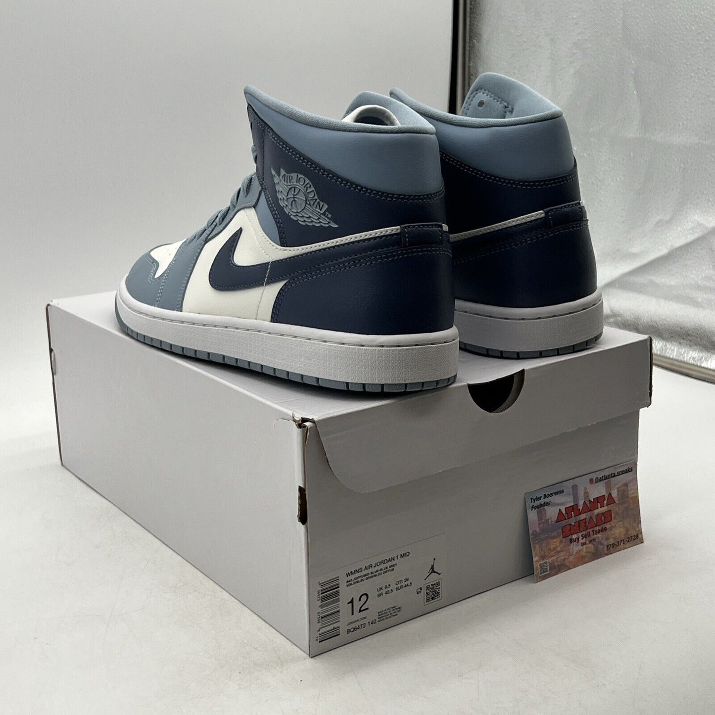 Size 12 - Air Jordan 1 Mid Diffused Blue W White Leather (BQ6472-140)