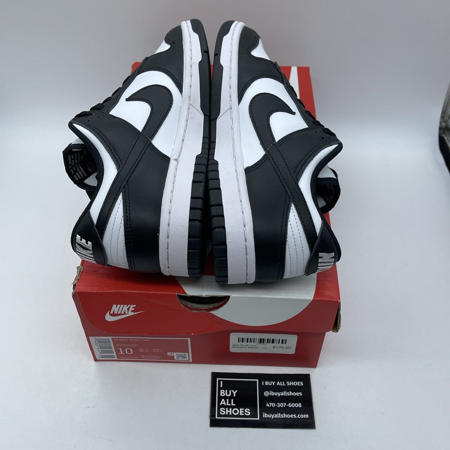 Size 10W - Nike Dunk Low Black White Leather (DD1503-101)